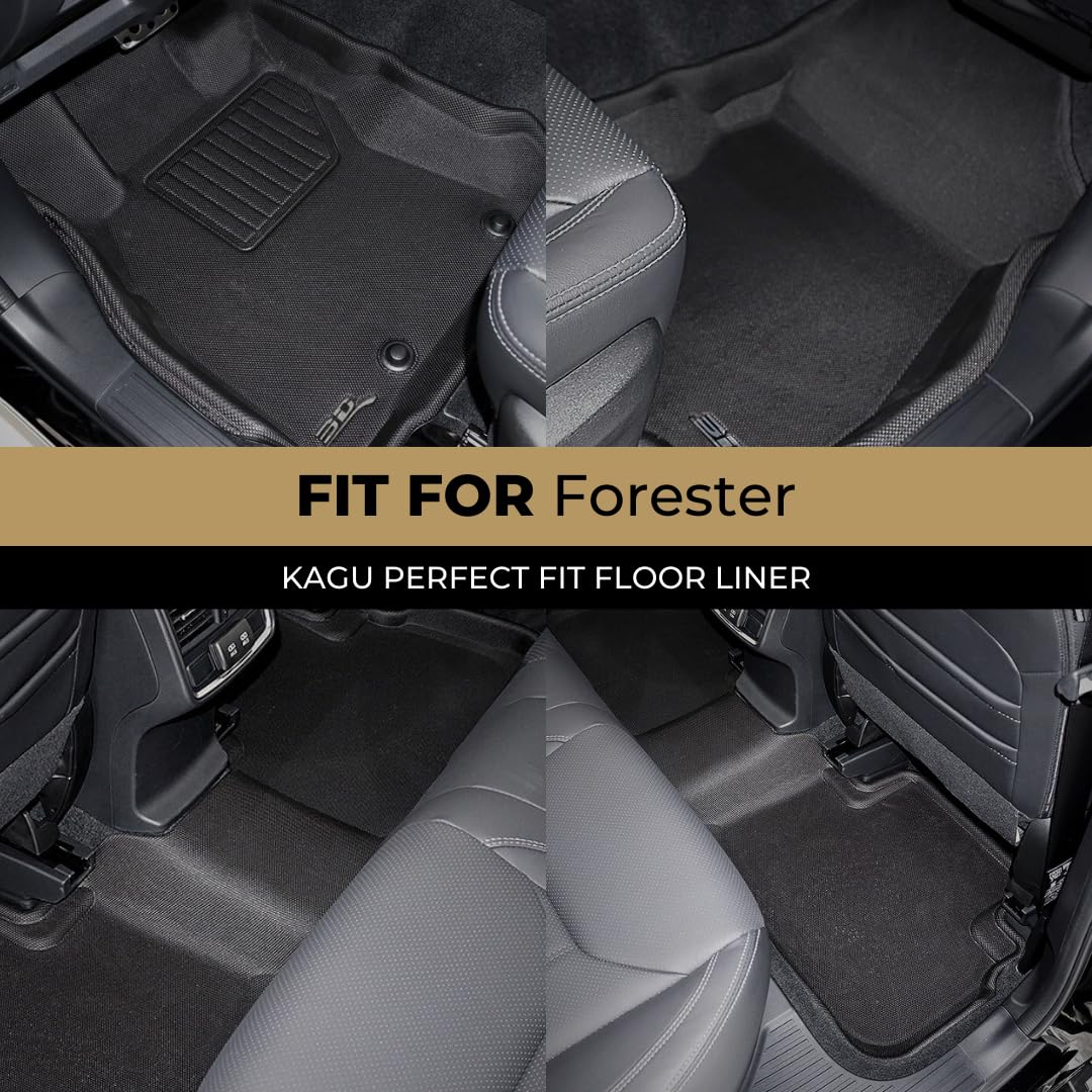 Kagu Floor Mat (Black) 3D MAXpider Custom Fit Compatible with Subaru Forester 2019-2024 - Full Set