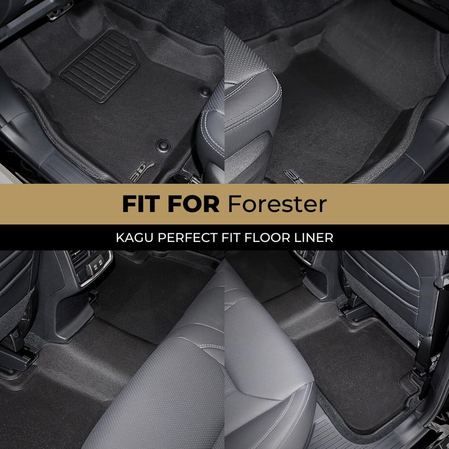 Kagu Floor Mat (Black) 3D MAXpider Custom Fit Compatible with Subaru Forester 2019-2024 - Full Set