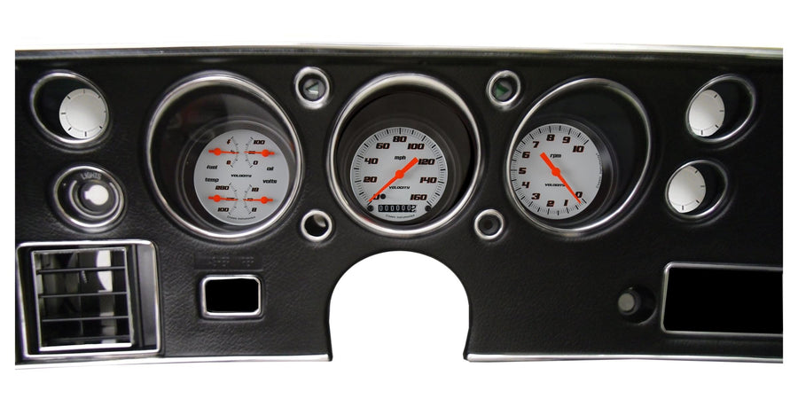 Classic Instruments 1970-1972 Chevelle SS CV70VSW Velocity White 3-Gauge Set Speedometer Tachometer Quad Gauge Fits Factory Bezel (not Included) - GM