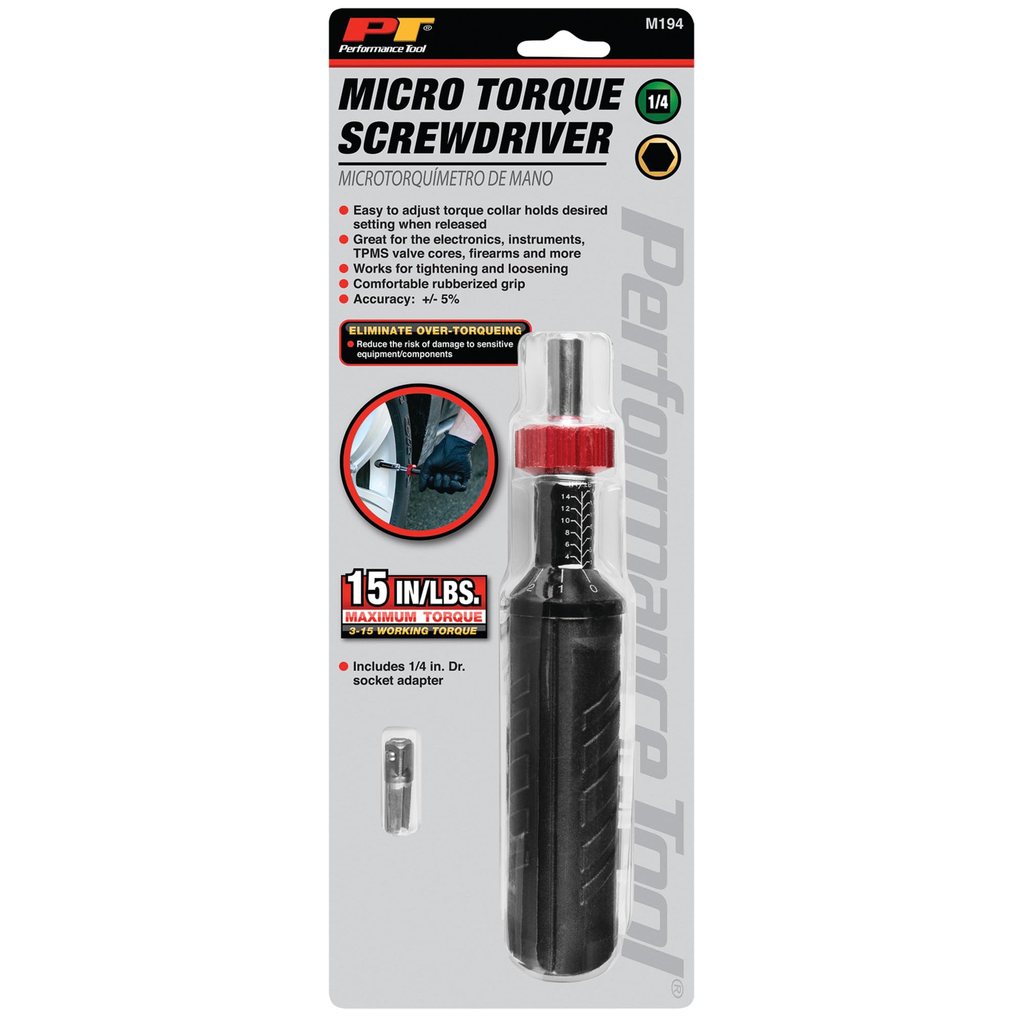 Adjustable Performance Tool M194 Micro Torque Screwdriver (3-15 inch/lbs)