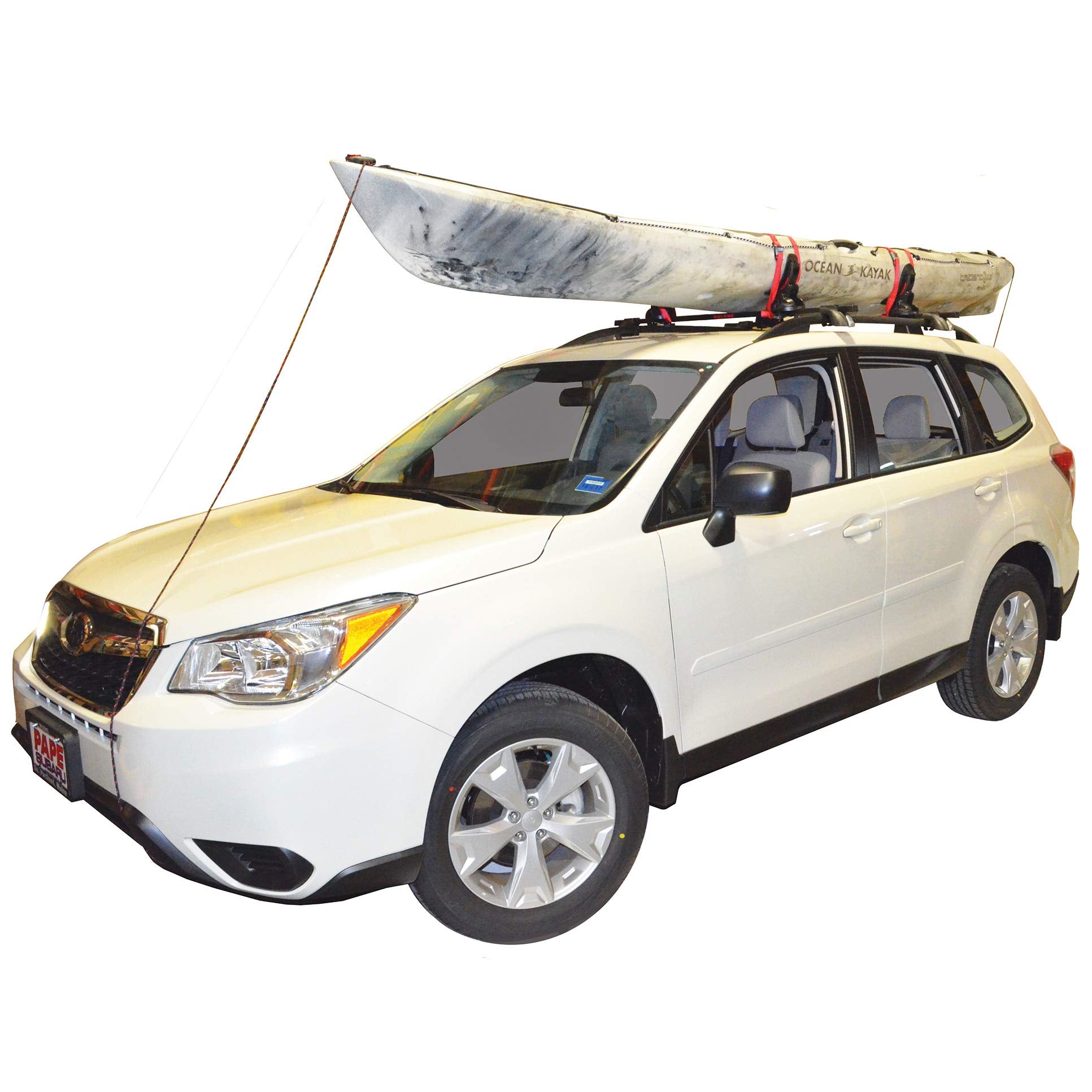 Malone Pro Saddle Up Universal Car Rack Kayak Carrier (Set of 4) with Bow and Stern Lines