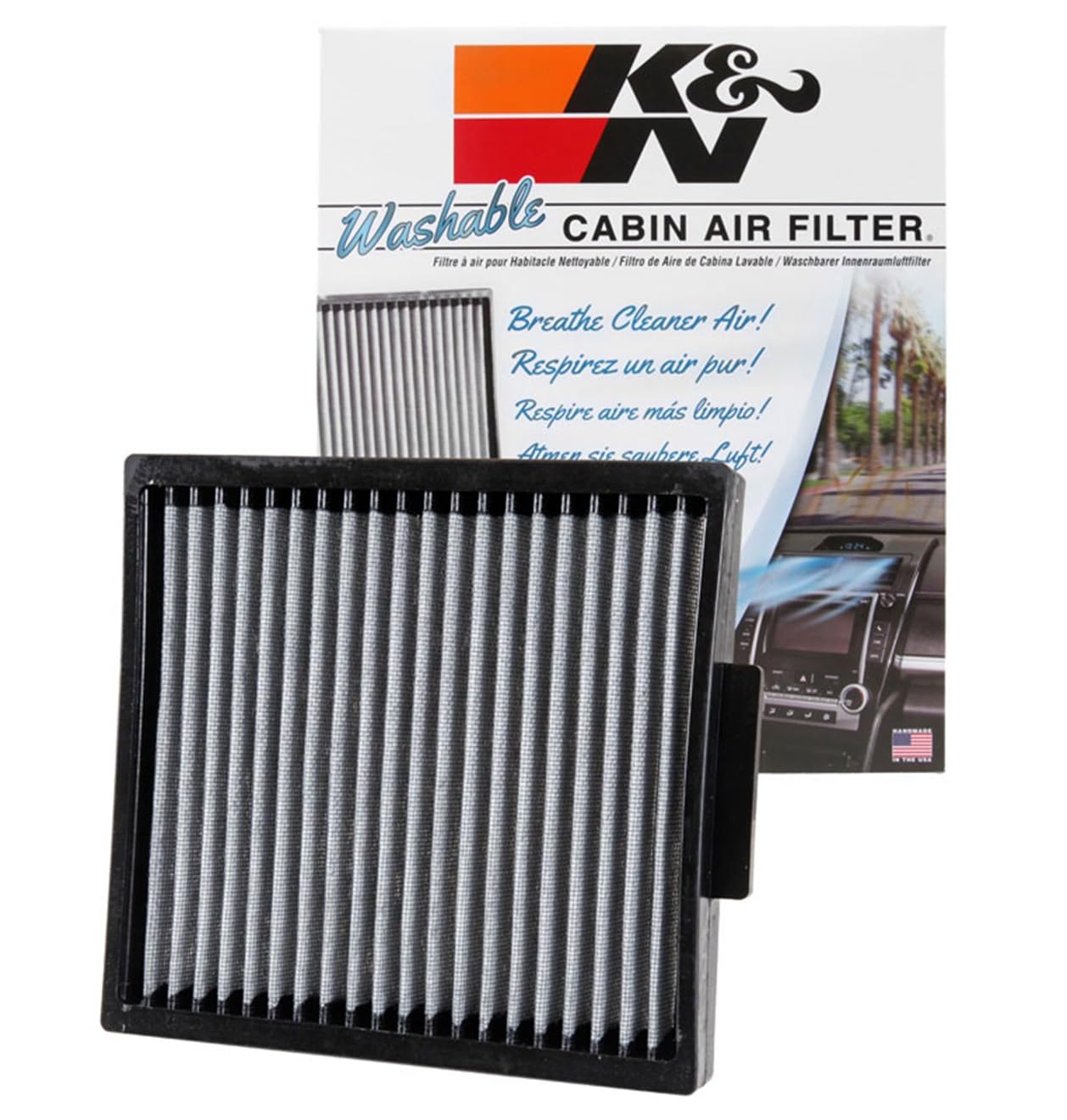 Cabin Air Filter K&N LIFETIME: Premium, Washable, Clean Air for your Cabin: Compatible with 2008-2020 Chrysler/Dodge/Ram: Town & Country Van, Grand Caravan, Cargo Van, VF2038