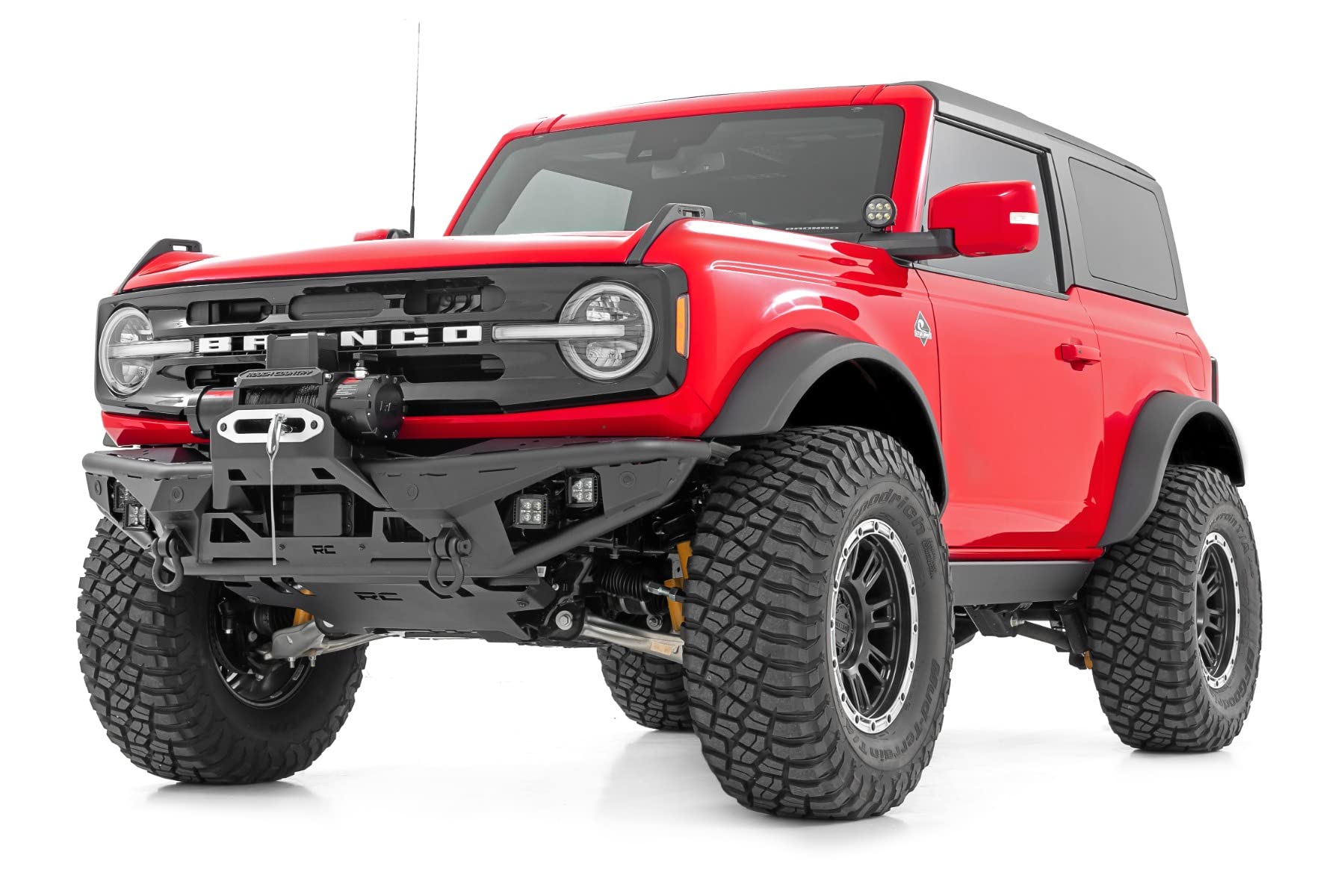 Power Running Boards Rough Country with LED Step Lights for Ford Bronco, 2-Door (2021-2025) - Dual-Motor Electric Running Boards & Retractable Steps