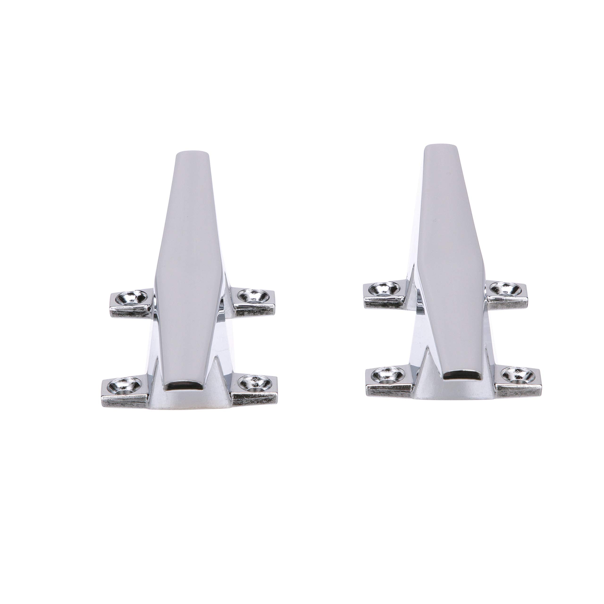 6245-6 Attwood Chrome-Plated Zinc Cleats, 6 Inches Long, 2 3/32 inches Wide, Install with 4 Included #10 Fasteners