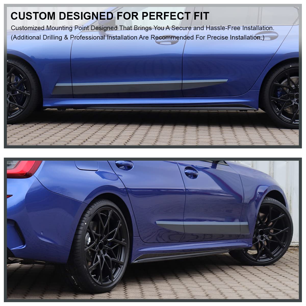 2PC Side Skirts Body Kit Spec-D Tuning Compatible with 2019-2023 BMW G20 3 Series M Performance M340i