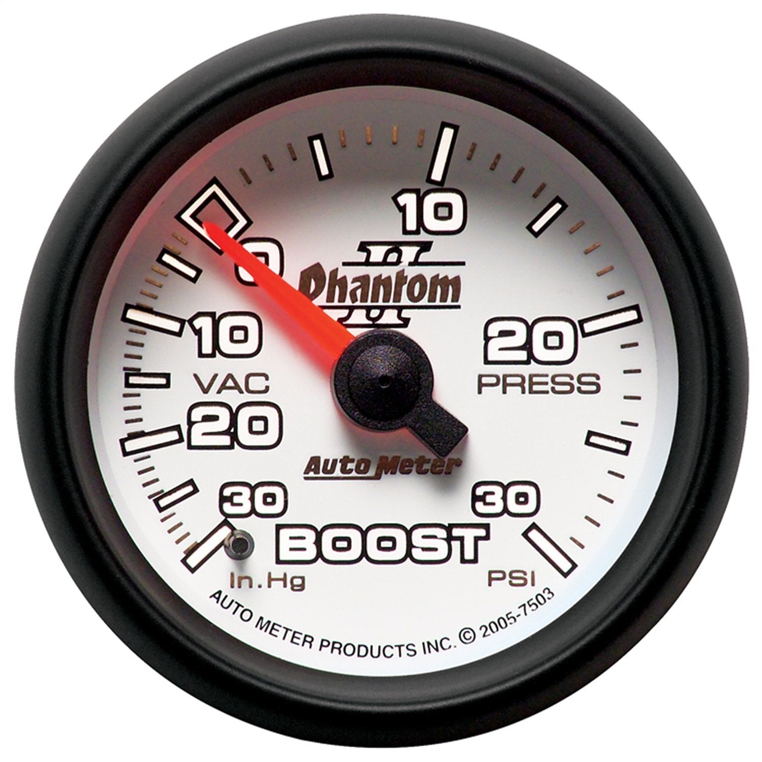 Auto Meter 7503 2-1/16" Phantom II Mechanical Vacuum/Boost Gauge 30 in. Hg/30 PSI