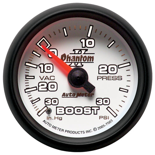 Auto Meter 7503 2-1/16" Phantom II Mechanical Vacuum/Boost Gauge 30 in. Hg/30 PSI