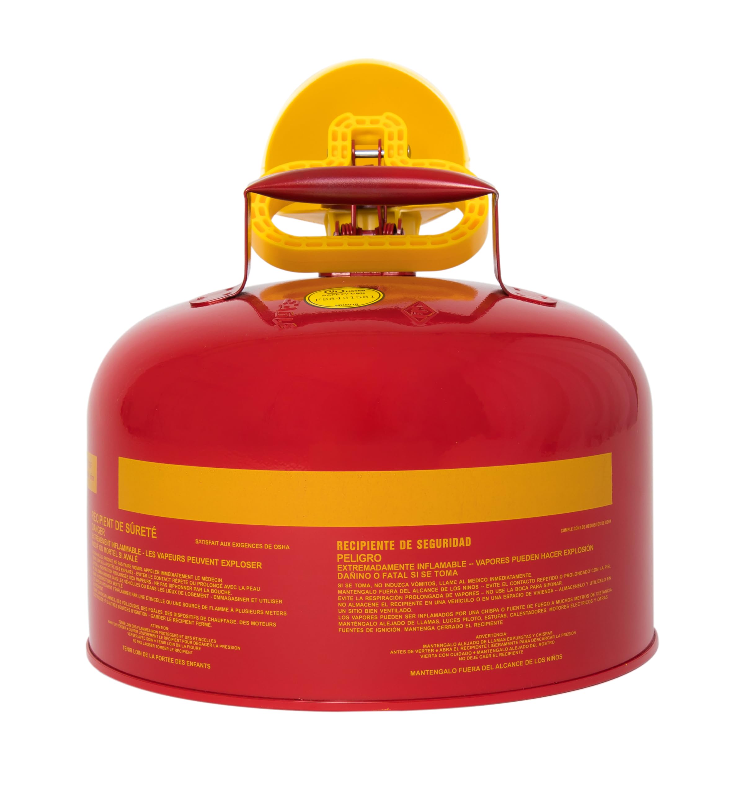 2.5 Gallon Eagle Type I Red Safety Gas Can for Gasoline with Flame Arrester, Self-Closing Lid, and F-15 Funnel, Made in the USA, Galvanized Steel Flammable Storage Can, UI25FS
