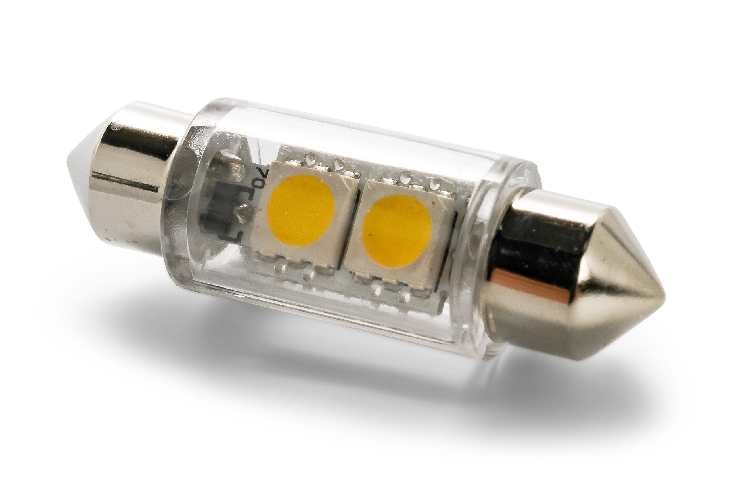 LED Camco Replacement Bulb | Replaces 211-2 (Festoon) 336mm Length Style Light Bulbs | Features 2 Individual Lights for Bright White Light | 12V, 1 Bulb (54637)