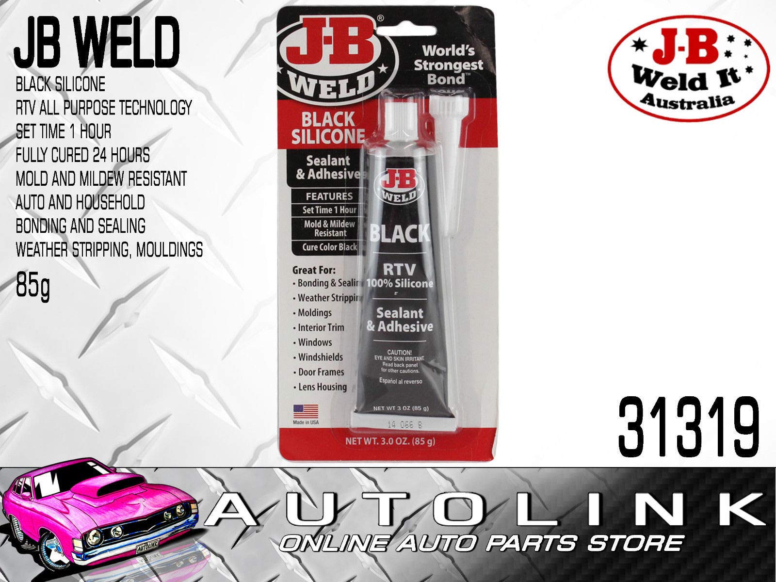 Black J-B Weld RTV Silicone Sealant and Adhesive - 3 oz.