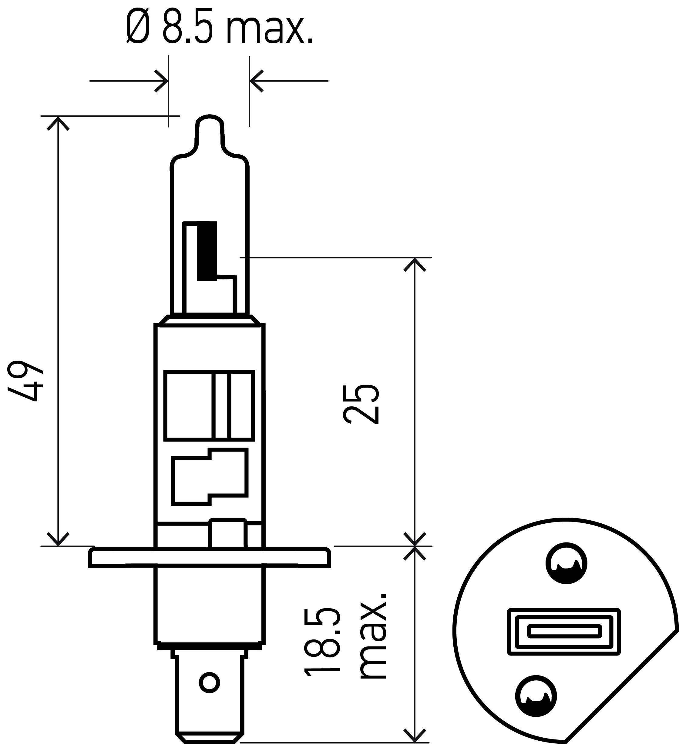Hella Standard H1 Halogen Bulb, 12 V, 55W