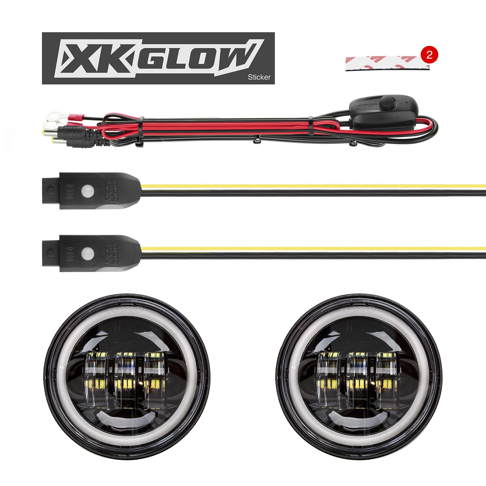 Harley 2pc Black Running Light RGB Halo XKCHROME Smartphone App Controlled Driving Light kit with White DRL + Amber Turn Signal for Touring Bikes Ultra Classic Limited Road King Street Glide