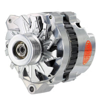 Alt Powermaster GM CS130 Polish 105A 6 grv Pulley Offset Left MTG Side BAT Post 1-Wire or OE Hookup