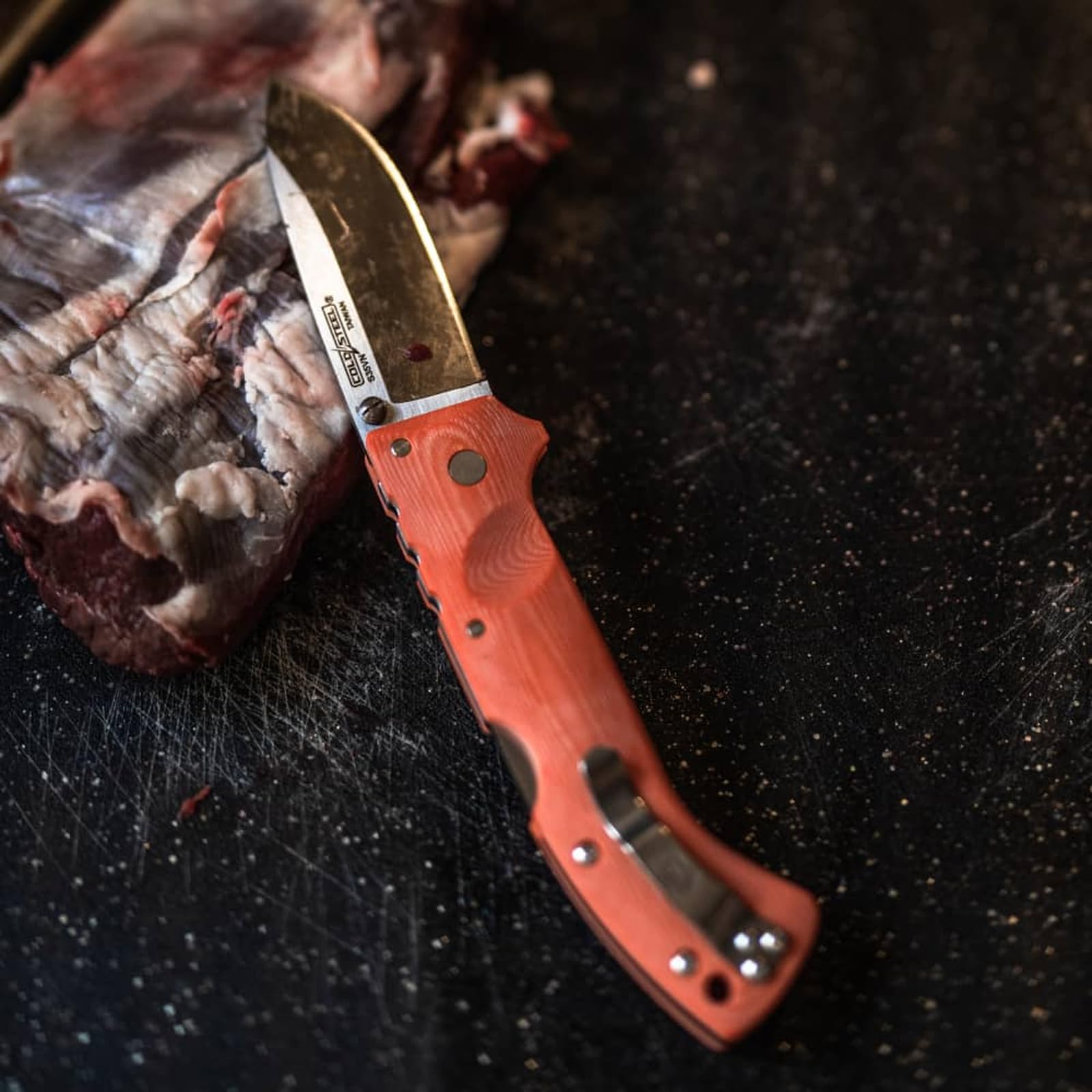 Cold Steel 3.5" Ultimate Hunter S35VN Razor-Sharp Blade 5" G-10 Easy-to-Grip Black Handle Hunting Folding Knife with Tri-Ad Locking Mechanism