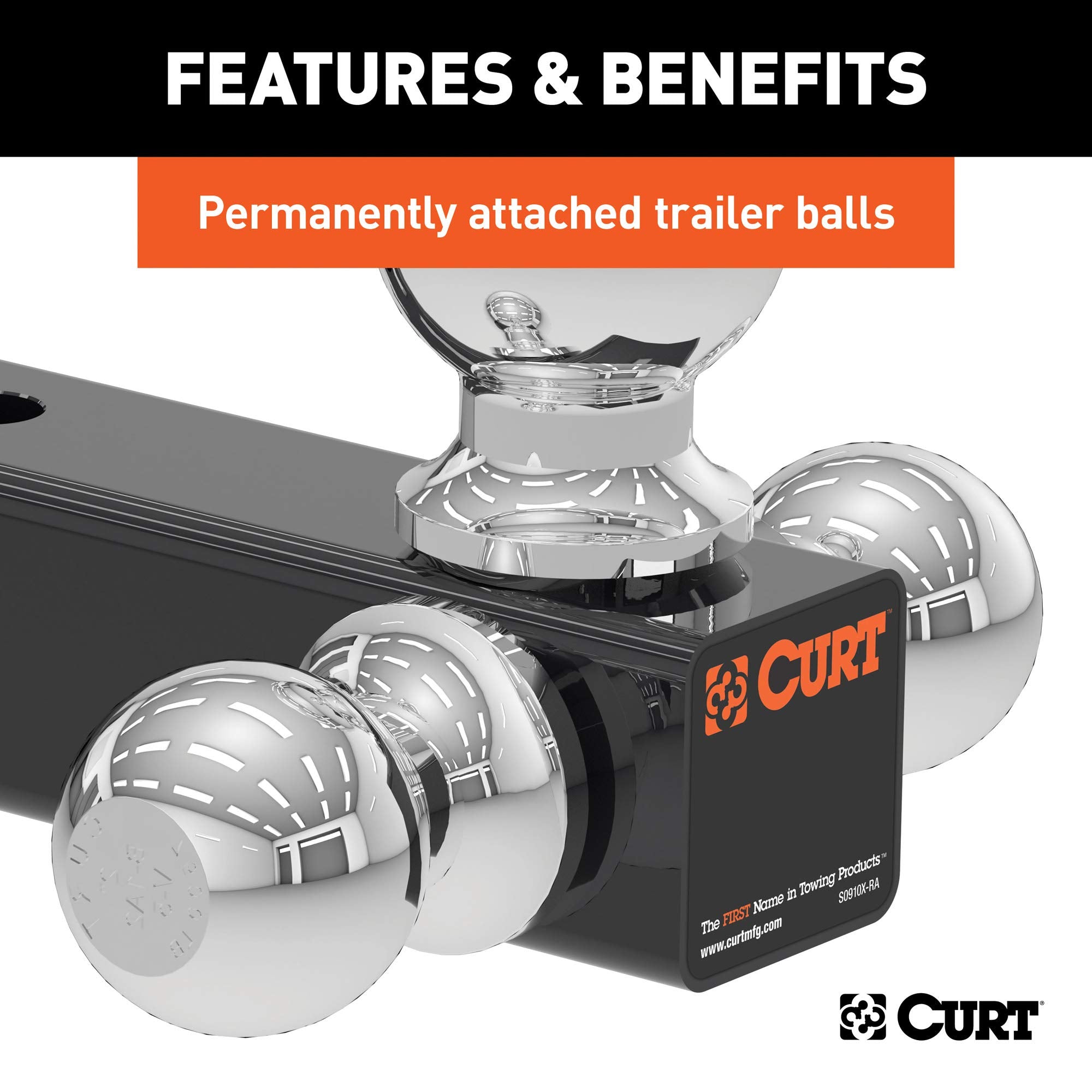 CURT Replacement 45800 Adjustable Trailer Hitch Ball Mount Head with 3 Balls for CURT #45799
