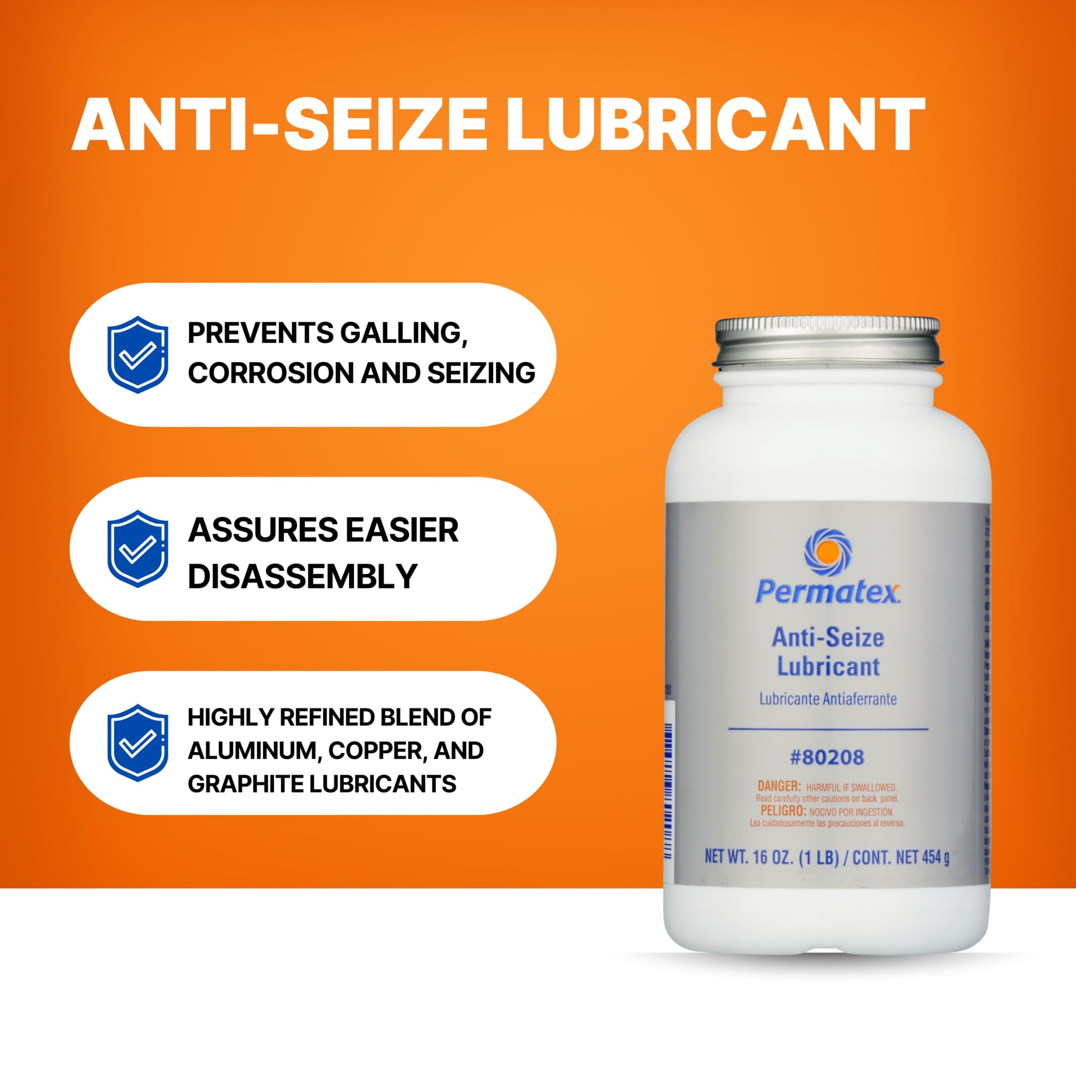 Permatex 80208 Anti-Seize Lubricant Prevents Galling, Corrosion, Seizing With Brush Top Bottle, Refined Blend Aluminum, Copper, And Graphite Lubricants For Spark Plugs 16 oz