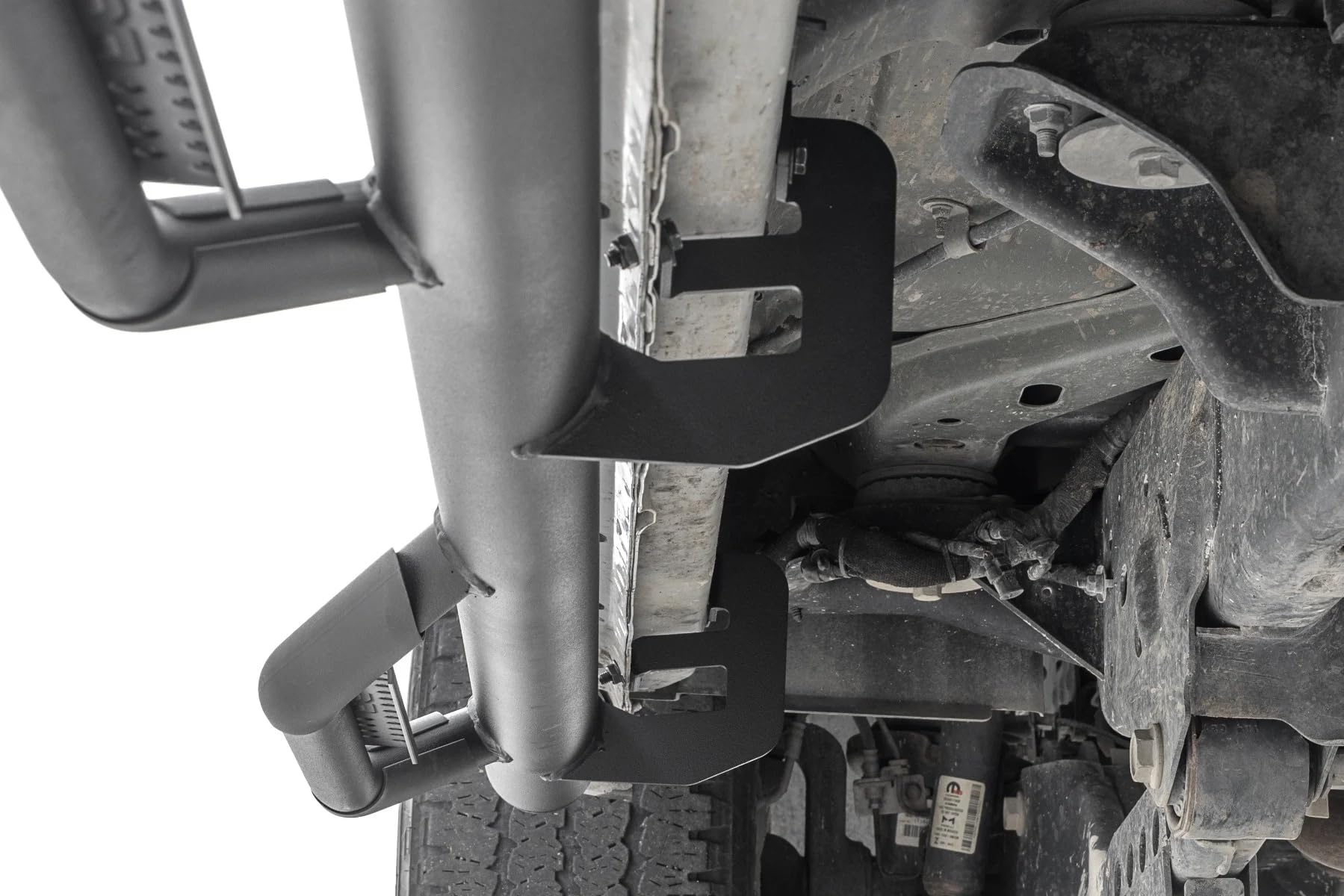 Rough Country Nerf Step Bars for Ram Dodge 1500/2500/3500 (2019-2025) SRW Crew Cab - Rugged Full Length Nerf Bars with Side Steps, Bolt-On Install
