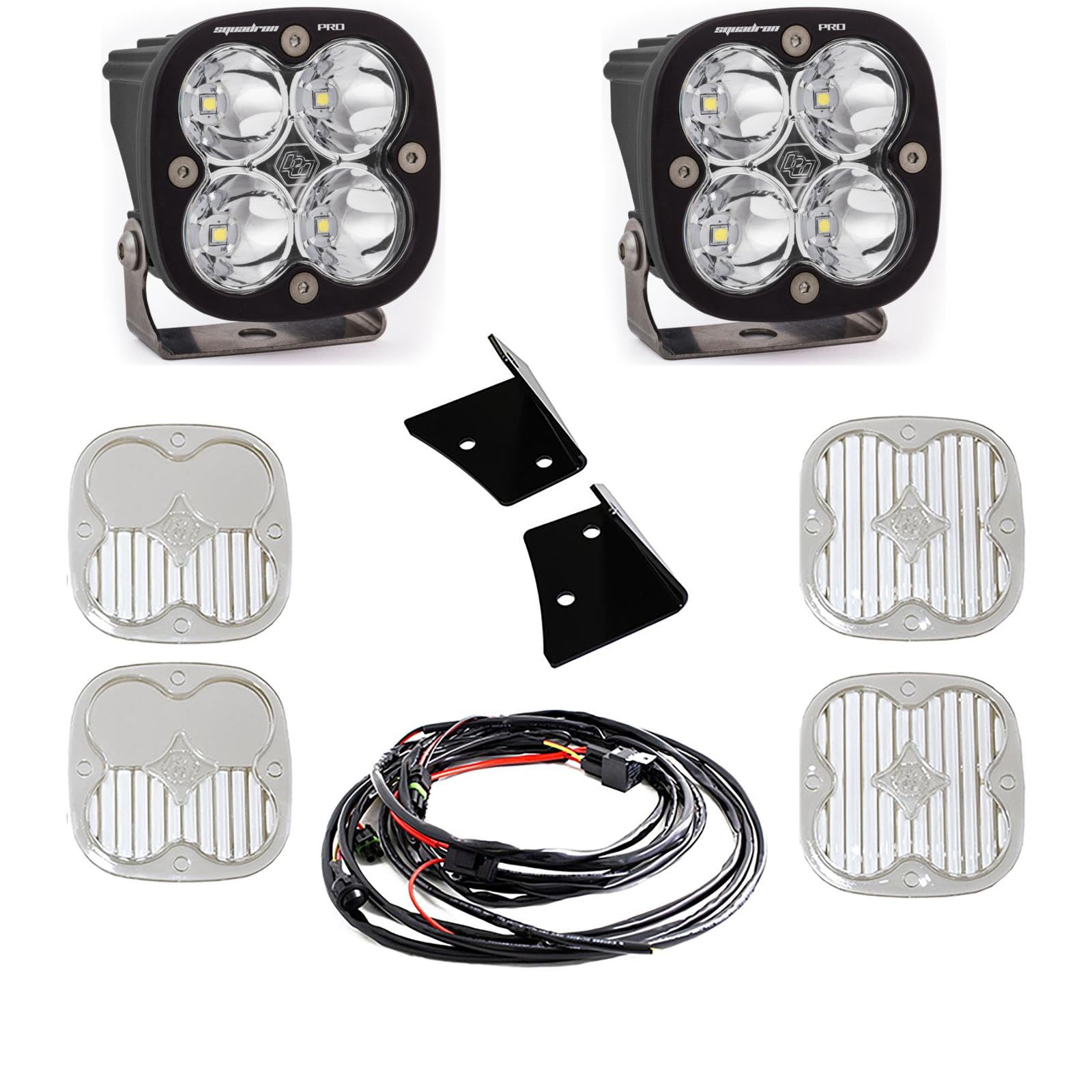 Baja Designs A-Pillar Kit Squadron Pro LED for Jeep Wrangler JK 2007-18 (Spot Lens; Clear)