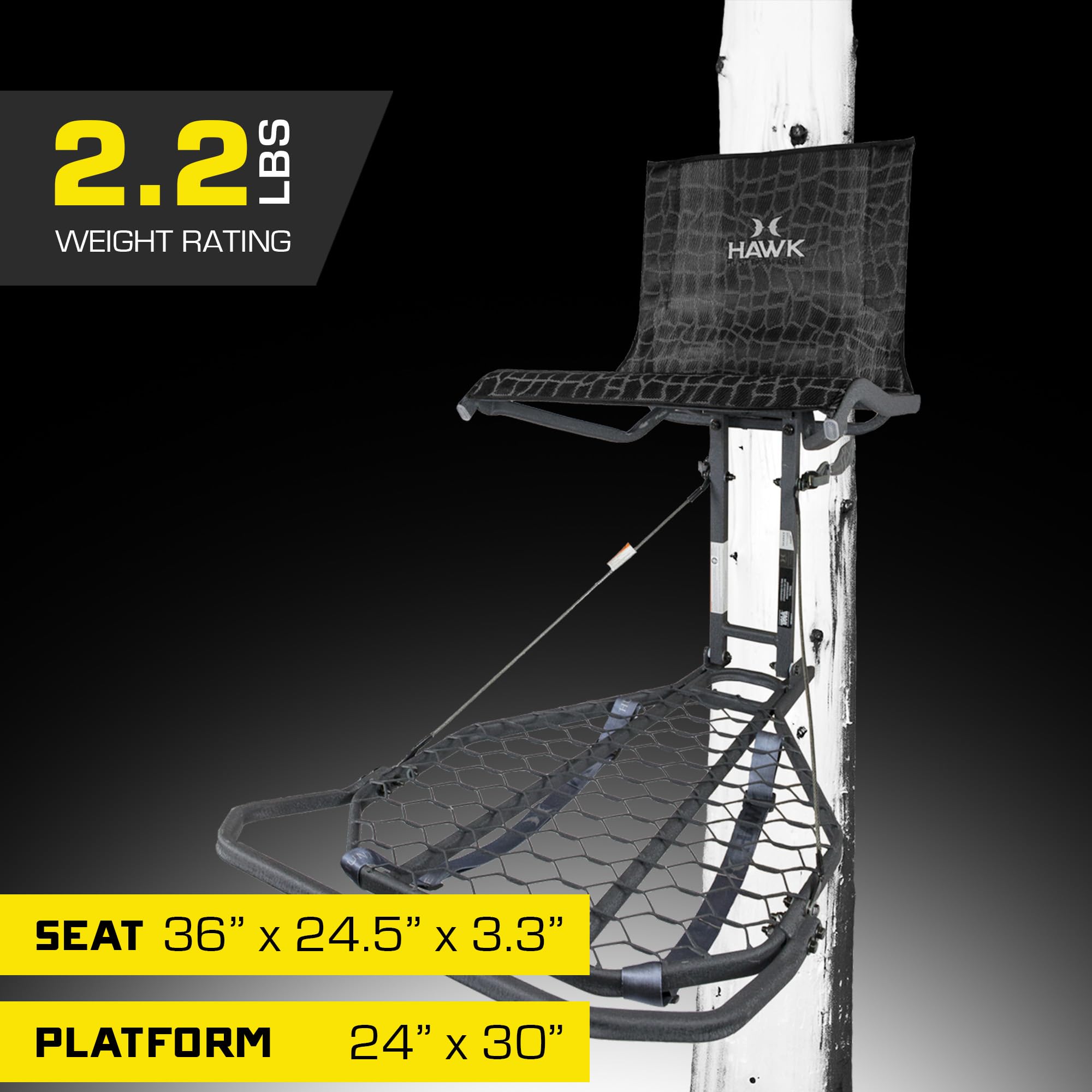 Hawk LVL Kickback Hang-On Deer Hunting Tree Stand, Deer Stand with Kick Back Footrest, XL Comfort Seat and Oversized Platform