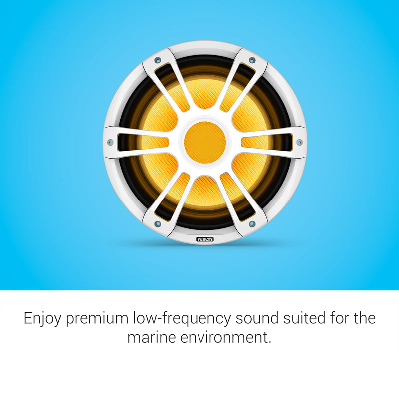 Fusion® Garmin Signature Series 3i Marine Subwoofers, 12" 1400-watt CRGBW Sports White Marine Subwoofer