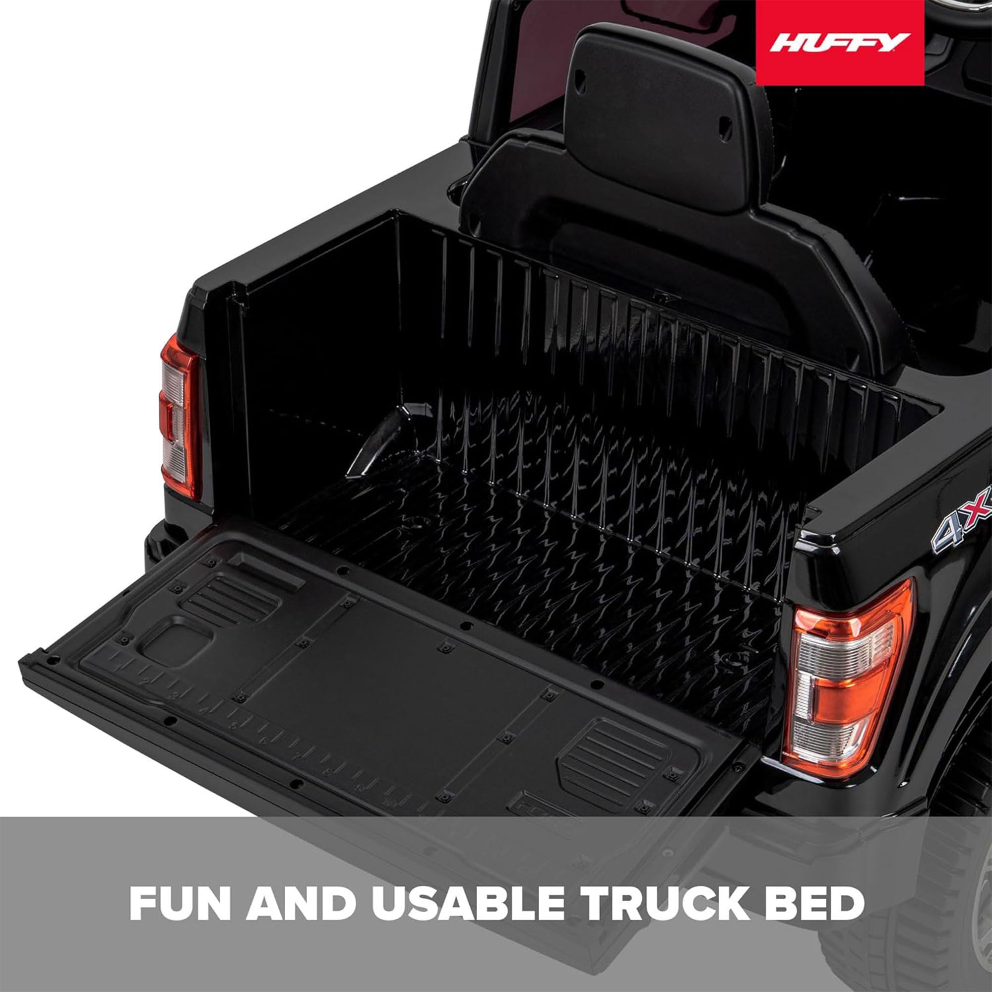 Huffy 6V Ford F150 Platinum Black Kids Ride On Truck, Real LED Headlights and Sounds, Ages 2-7, Max Weight 65lbs, 2.5MPH Speed, Forward and Reverse, Large Durable Tires, Simple Wall Charging
