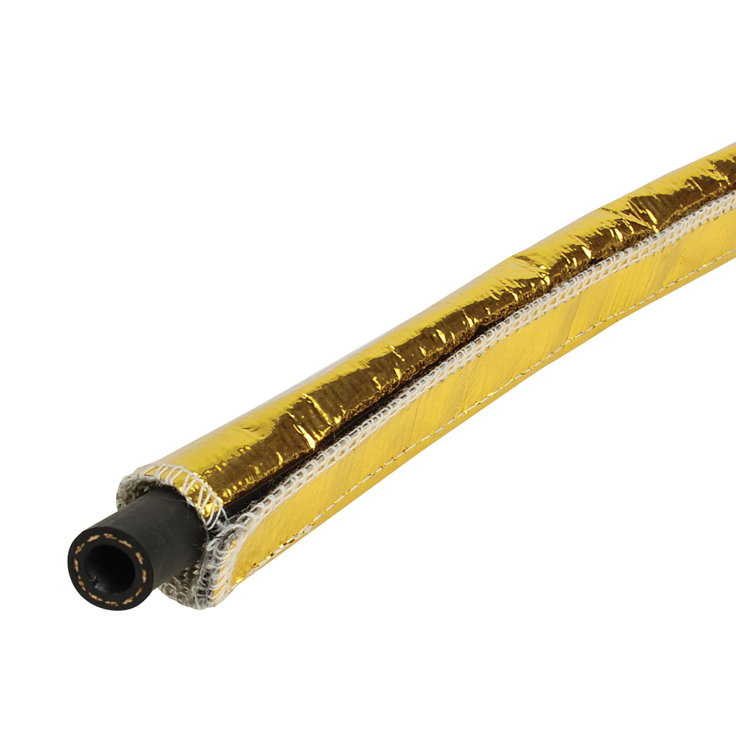 Heat Shroud Design Engineering 010458 Gold 1/2" - 1-1/4" I.D. x 3ft Line Sleeving Hi-Temp Protection up to 800°F (with Hook and Loop Closure)
