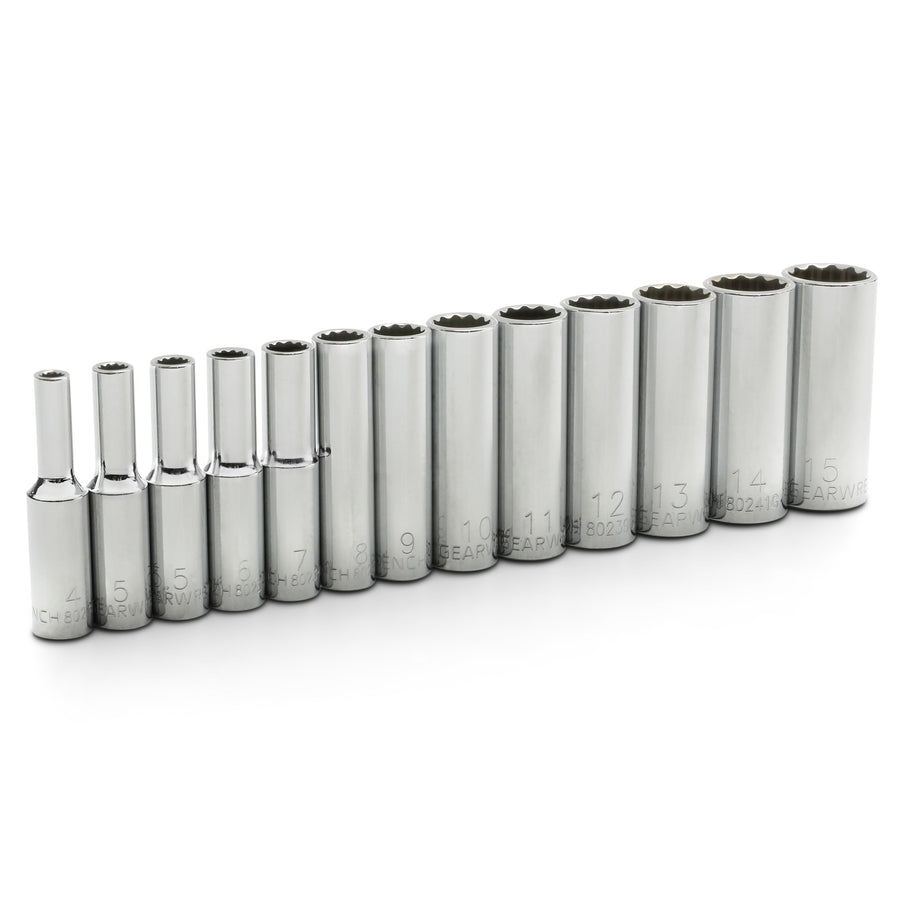 13 Pc. GEARWRENCH 1/4" Drive 12 Pt. Deep Socket Set, Metric - 80308