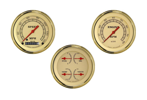 VT03GLF Classic Instruments Vintage 3In Speedo/Quad Gauge/Tach-Gm