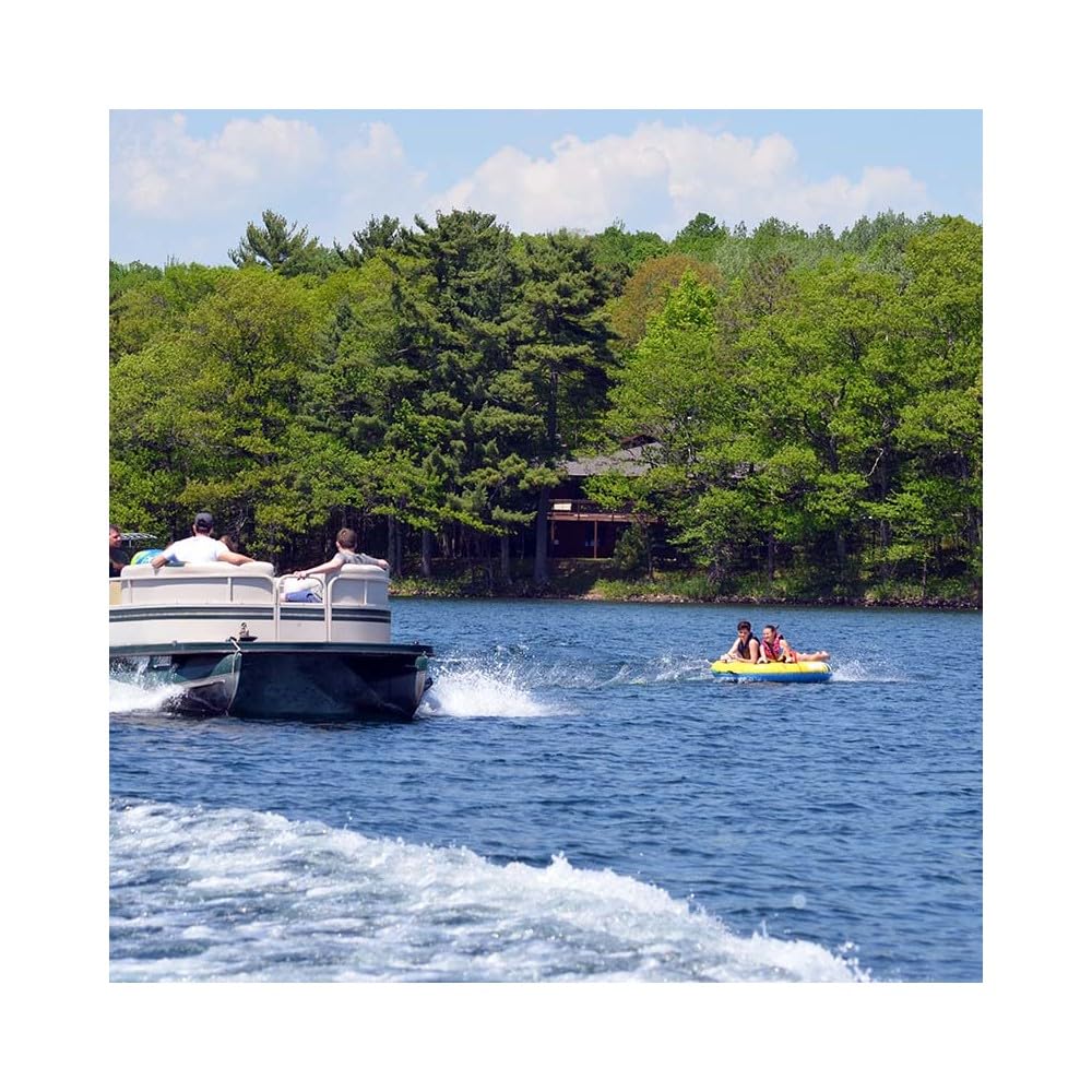 Rave Sports Boat Towable Tube Getaway for 1-2 Riders, Heavy-Duty Durable Construction for Pulling Behind Boat, Skim-Fast Bottom Coating for Extra Glide