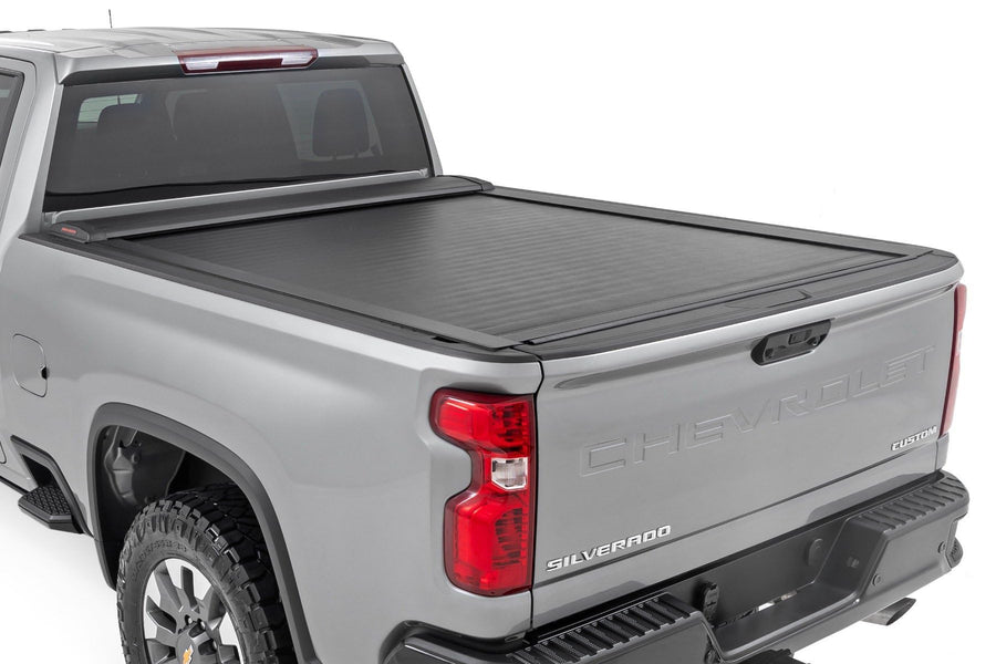 Rough Country Tonneau Retractable Truck Bed Cover for Chevy Silverado & GMC Sierra 2500HD/3500HD (2020-2025) - Fits 6'9 Bed, Weather-Resistant, Sleek Sliding Design