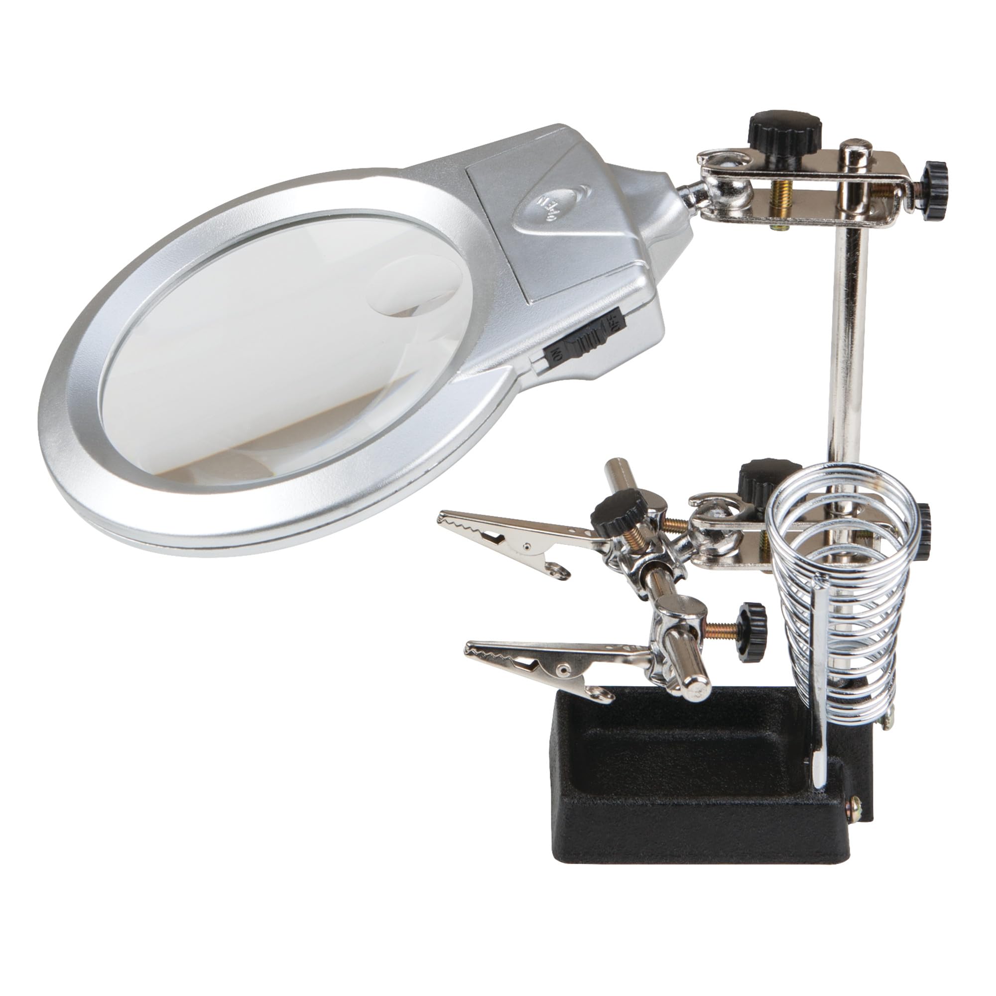 LED Magnifying Lamp Performance Tool W2004 with Adjustable Clamps and Dual Magnifiers - 25X and 6X, Ideal for Soldering, Assembly and Repair Work