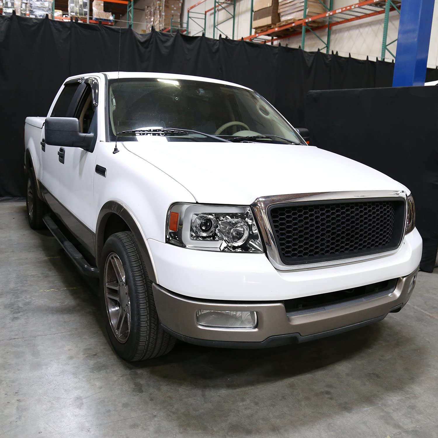 Chrome Projector Headlights SPEC-D TUNING w/Switchback Sequential Signal LED Tube Compatible with 2004-2008 Ford F150 2006-2008 Lincoln Mark LT, Left + Right Pair Headlamps Assembly