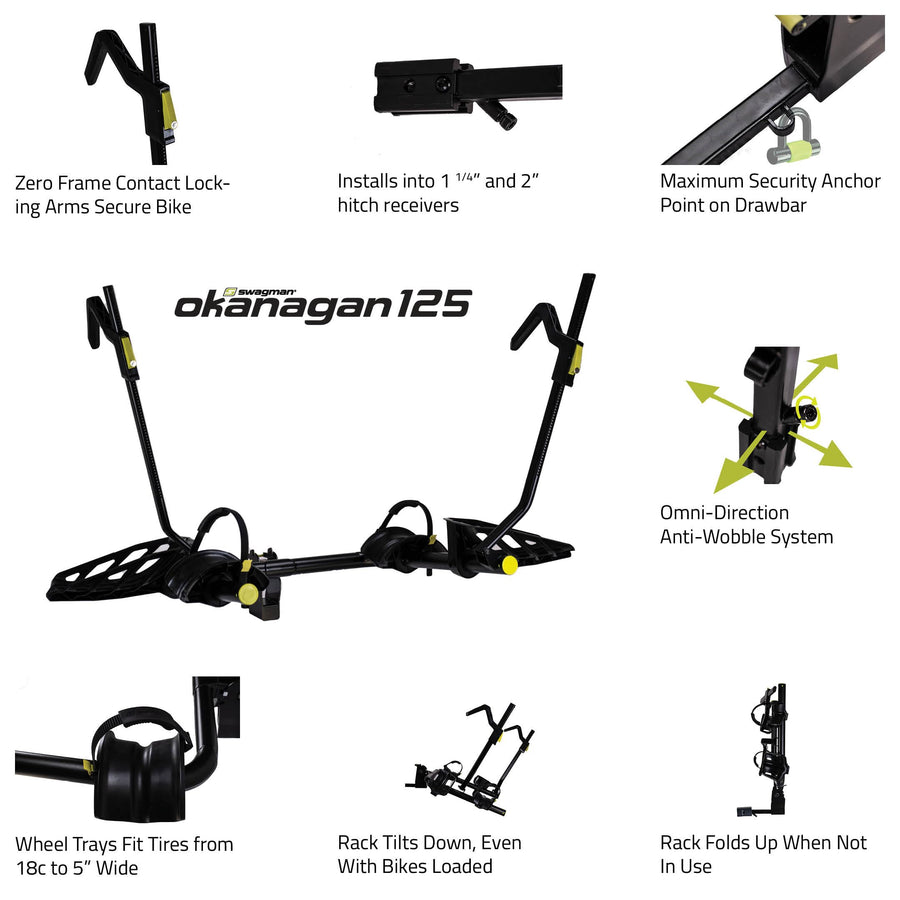 125 Swagman OKANAGAN Zero Frame Contact 1 ¼” & 2” Hitch Bike Rack