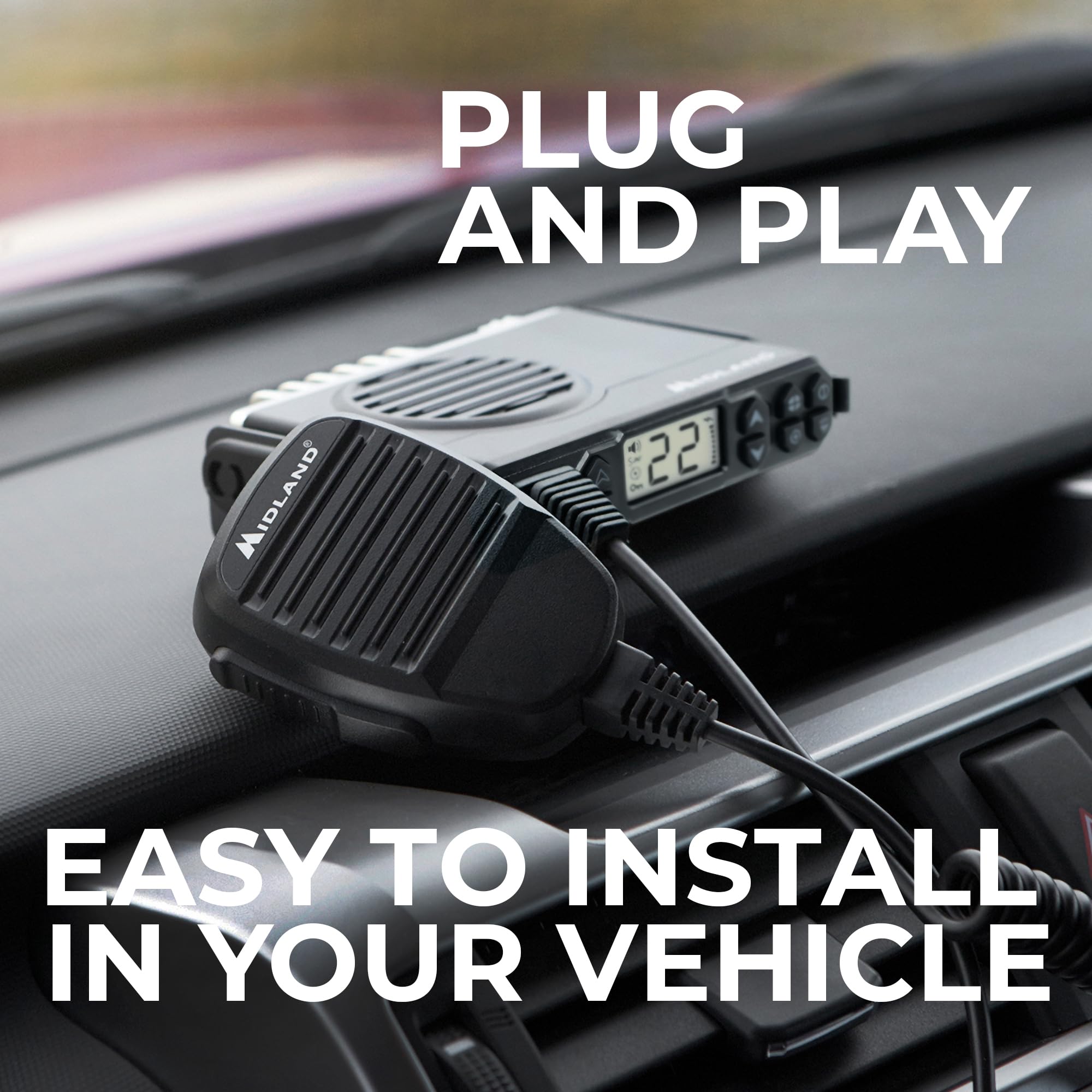 MXT105 - Midland 5 Watt GMRS MicroMobile Two Way Radio - Off Roading Outdoor RZR Farm Trails Radio - External Magnetic Mount Antenna - NOAA Weather Alerts