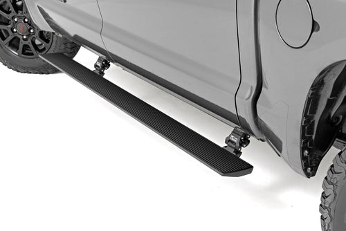 Power Running Boards Rough Country with LED Step Lights for Toyota Tundra, CrewMax (2007-2021) - Dual Motor i-Force Electric Powerstep Board & Retractable Truck Steps
