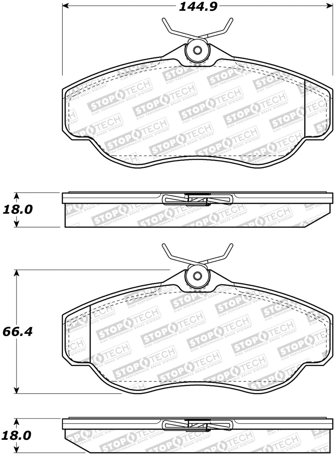Front StopTech 308.06760 Brake Pads with Shims and Hardware Street