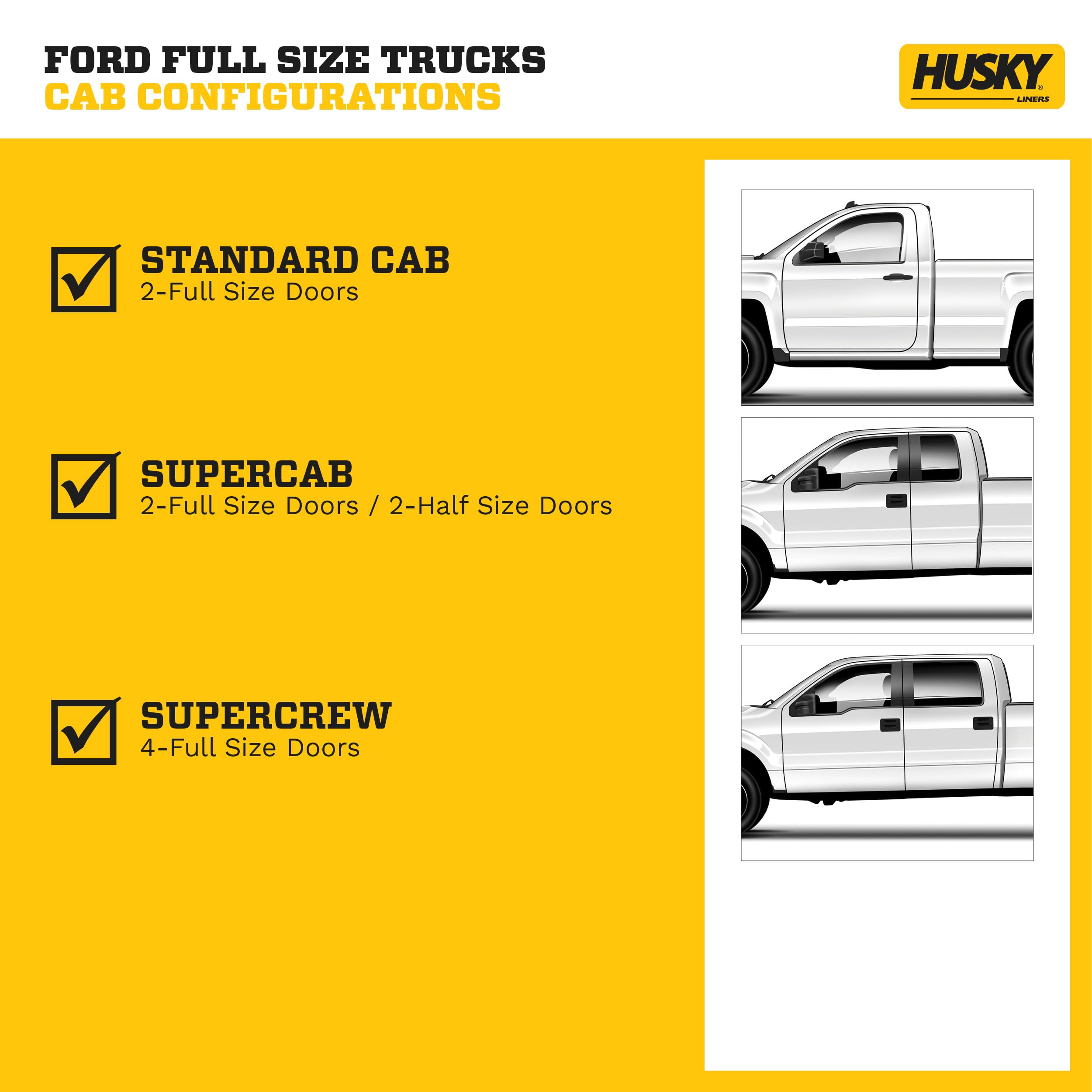 Heavy Duty Husky Liners Front Floor Mats | 1997-2004 Ford F-150 SuperCab/Standard, Black | 51021 Medium