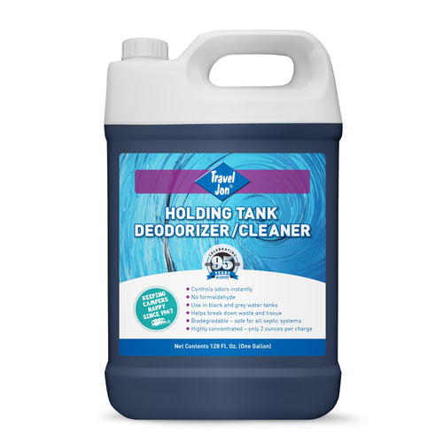 RV Toilet Treatment - Travel Jon, Black & Grey Water Tank Treatment, Powerful Deodorizer/Waste Digester - Tank Odor Eliminator, Breaks Down Sludge, Tissue | Fresh Scent (1 Gallon)