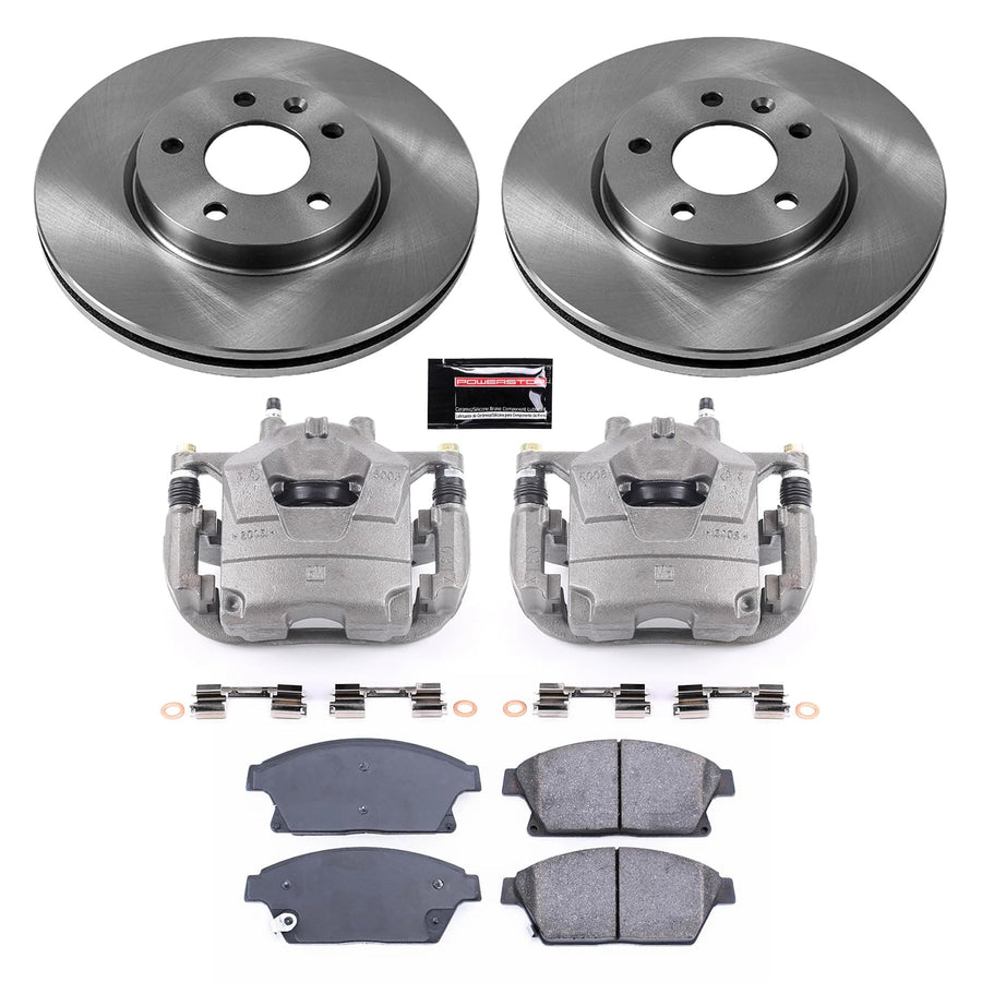 Power Stop KCOE5554 Front Caliper Brake Kit- Brake Rotors, Brake Pads and Ceramic Brake Calipers For Buick Verano, Chevrolet Cruze, Chevrolet Volt [Model Specific]