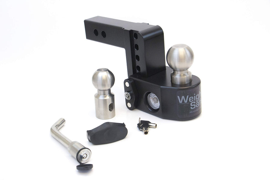 Weigh Safe 4" Drop Hitch, WS42KACERBLA, 2" Receiver - Adjustable Aluminum Trailer Hitch Ball Mount w/Built-in Scale, 2 Stainless Steel Balls (2"&2-5/16") Keyed Alike Lock Hitch Pin Black CERAKOTE
