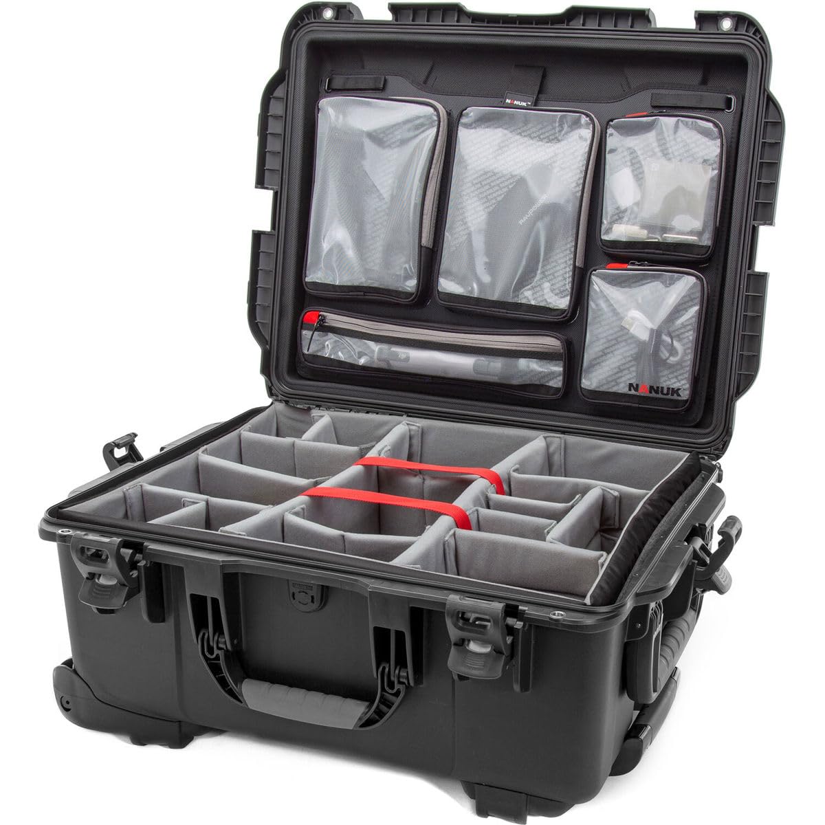 Wheeled Nanuk Series 955 Lightweight NK-7 Resin Waterproof Hard Case with Lid Organizer and Padded Divider, Black