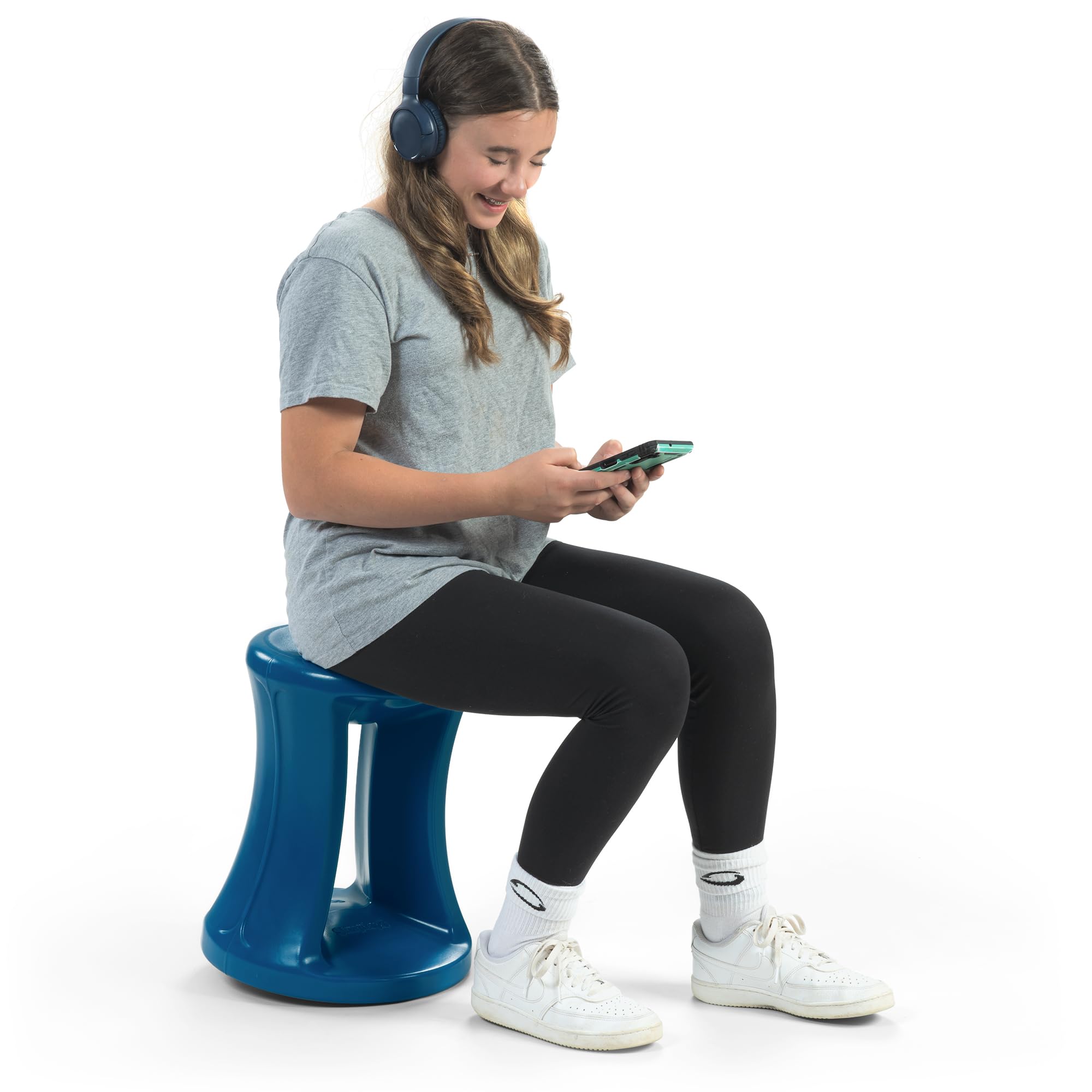 Simplay3 Live Fit American Home Active Balance Chair, 17" Stool for Adults and Teens- Ergonomic Office Desk Chair with Rock, Wobble, Tilt Motion for Learning, Work and Study, Union Blue