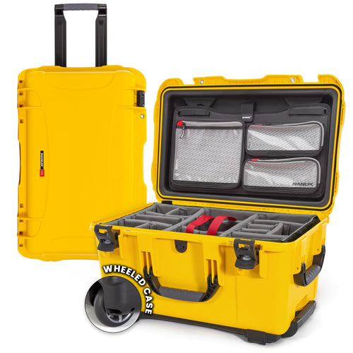 Pro Photo Kit NANUK 950 – Waterproof Travel Camera Hard Case with Padded Dividers and Wheels, 22.8” x 18.3” x 11.7”, Dustproof and Impact-Resistant, Ideal for Heavy Loads – Yellow
