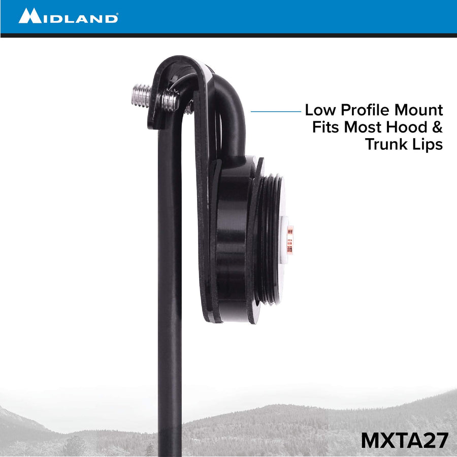 MXTA27 Midland – Universal Lip Mount with NMO Connector and 6M Cable – Fits Most Trunks/Car Hoods