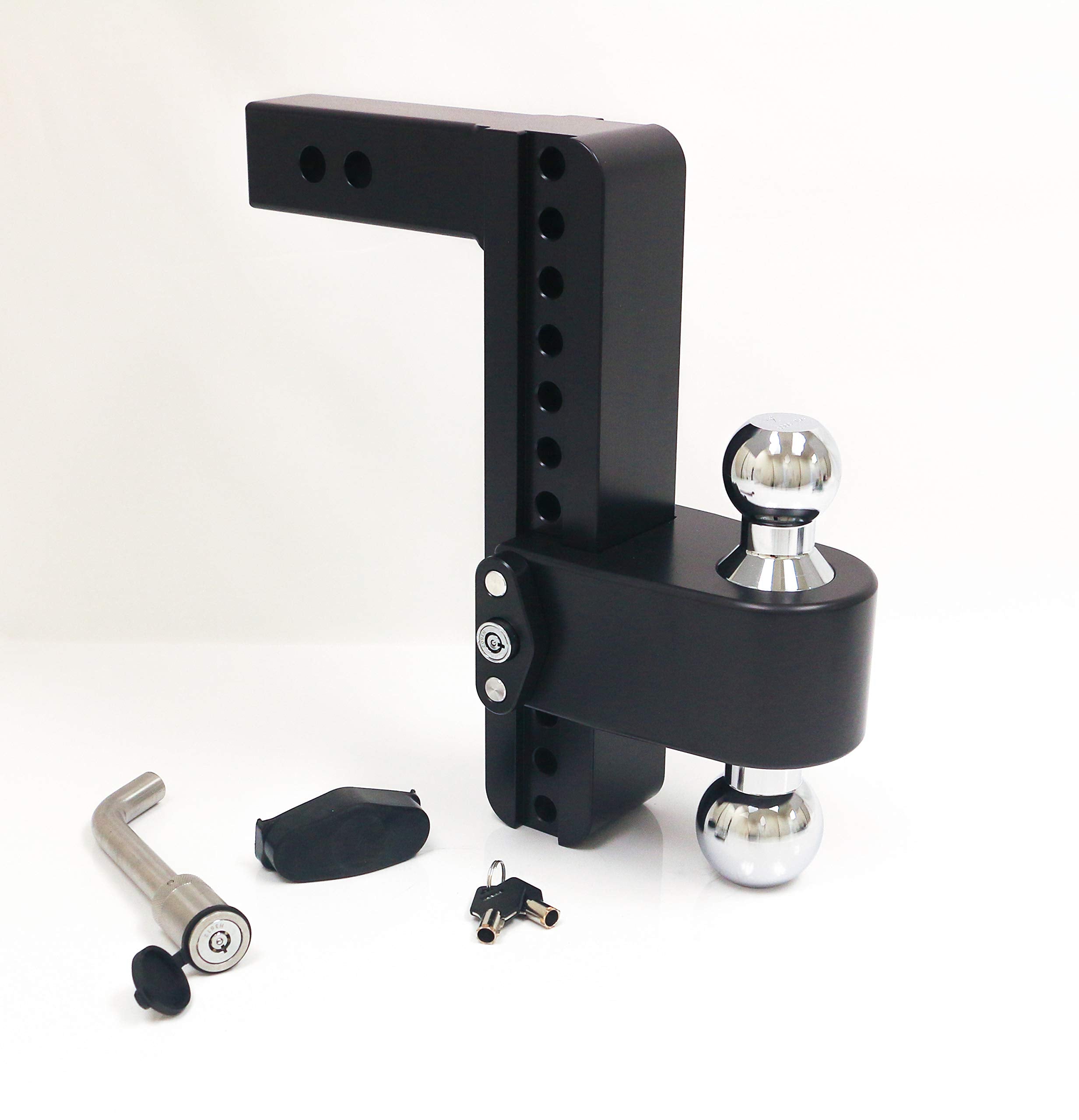 CTB102KACERBLA Weigh Safe, 10" Drop 180 Hitch w/ 2" Shank/Shaft, Adjustable Aluminum Trailer Hitch & Ball Mount, Chrome Plated Combo Ball (2" & 2-5/16") Keyed Alike Lock Hitch Pin CERAKOTE Black
