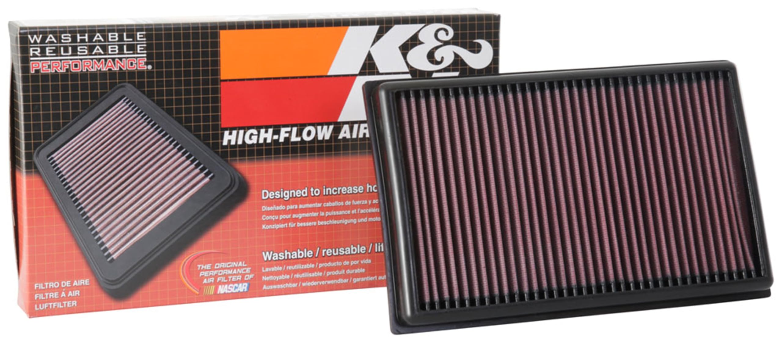 K&N Engine Air Filter: Replacement Car Air Filter, Reusable, Clean Every 75,000 Miles, Washable: Compatible 2017-2019 SEAT/SKODA/VOLKSWAGEN/AUDI (Superb, Arteon, Golf, Passat, T-Roc, Tiguan), 33-3111