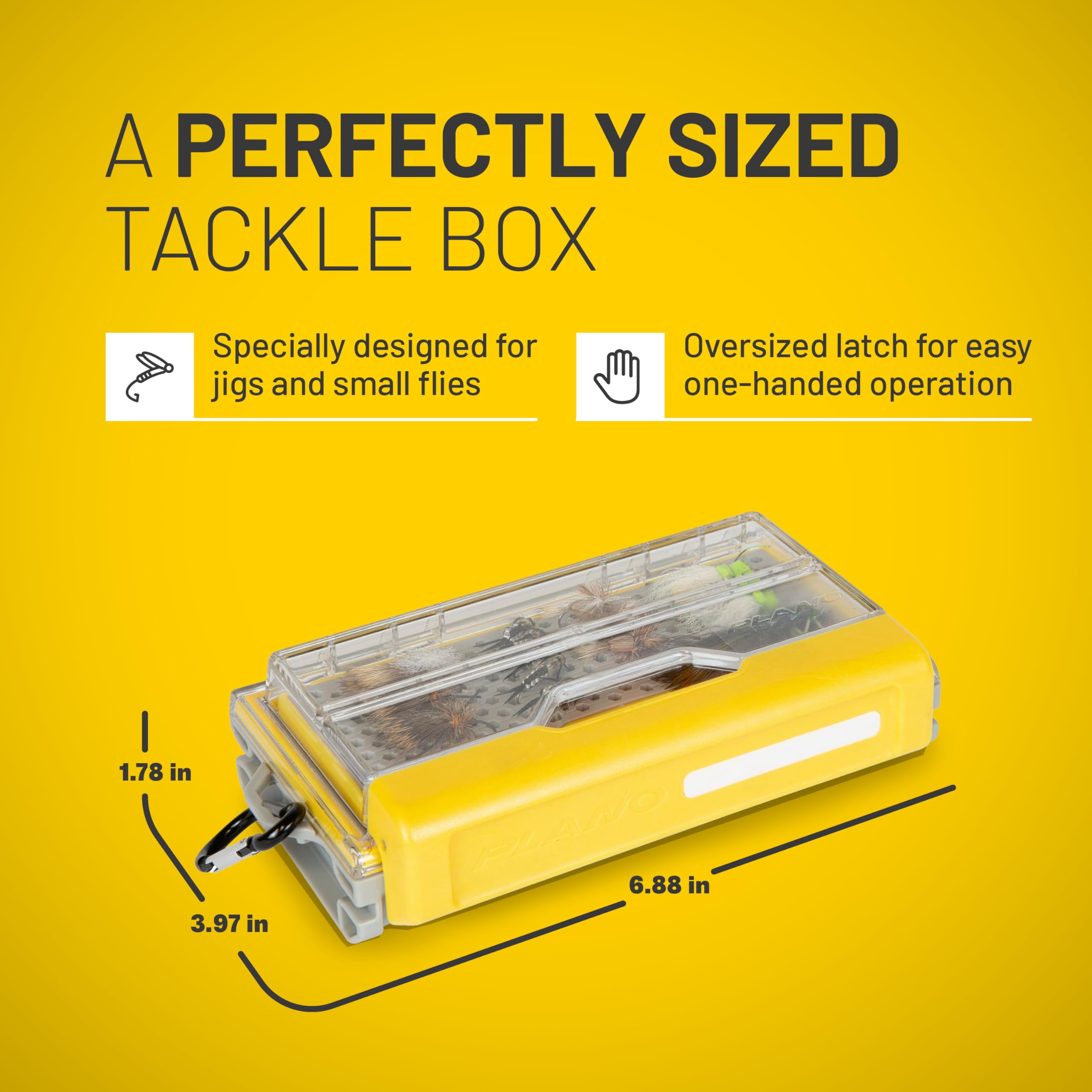 Plano Micro Fly Edge Storage Box, Gray and Yellow, Waterproof and Rust-Resistant Customizable Fishing Tackle Organization
