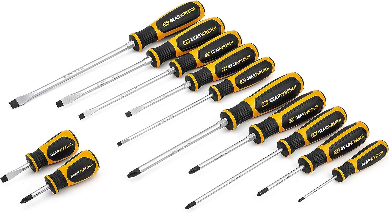 12 Pc. GEARWRENCH Phillips/Slotted Dual Material Screwdriver Set - 80051H