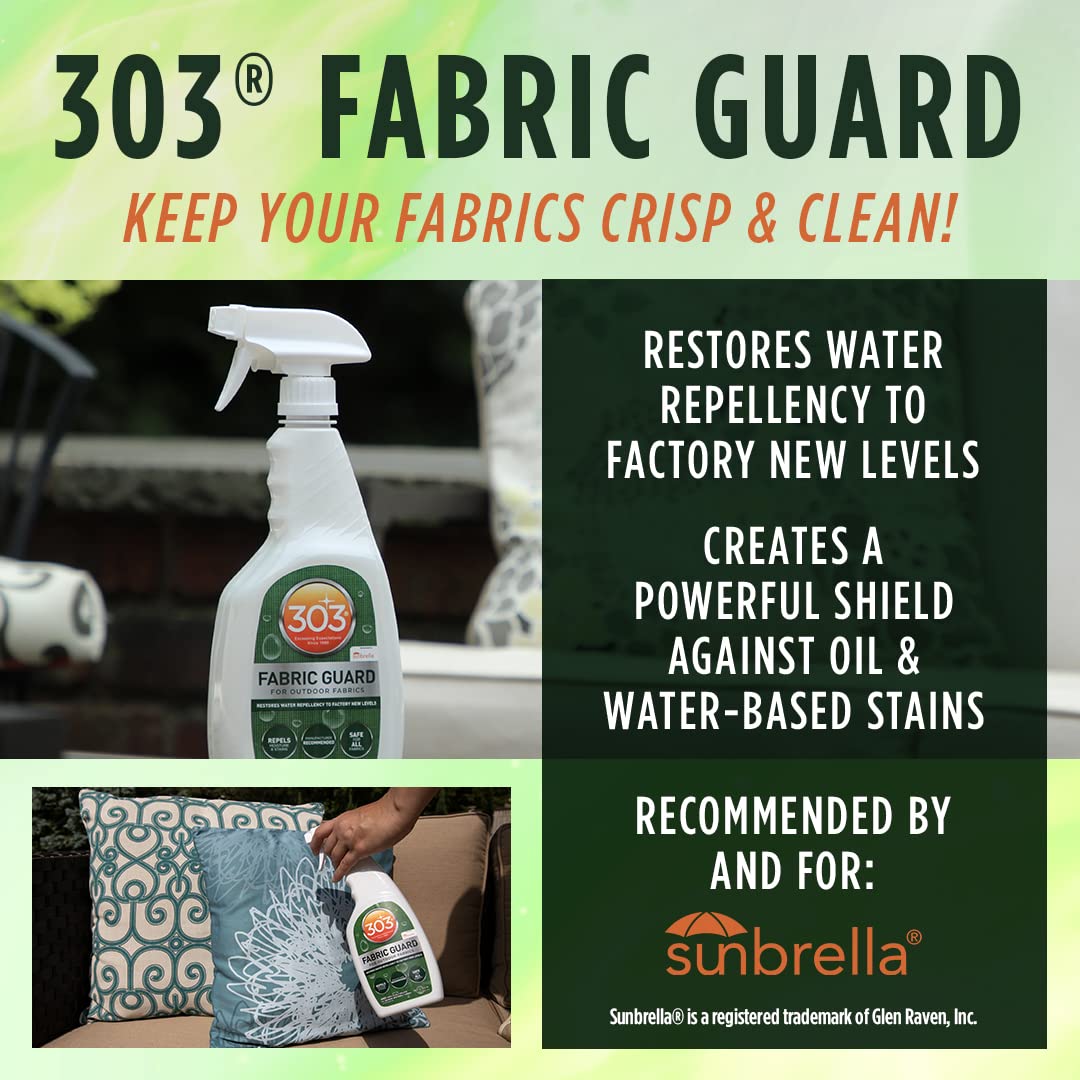 303 Fabric Guard - Restores To Water and Stain Repellency Factory New Levels, Simple and Easy To Use, Manufacturer Recommended, Safe For All Fabrics, 32oz (30606CSR)