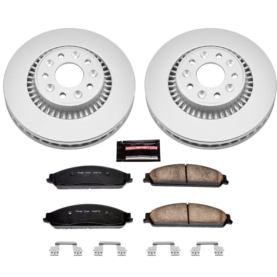 Power Stop CRK4599 Brake Rotor & Coated Ceramic Brake Pads- front For Ford Five Hundred, Ford Freestyle, Ford Taurus, Ford Taurus X, Mercury Montego, Mercury Sable [Model Specific]